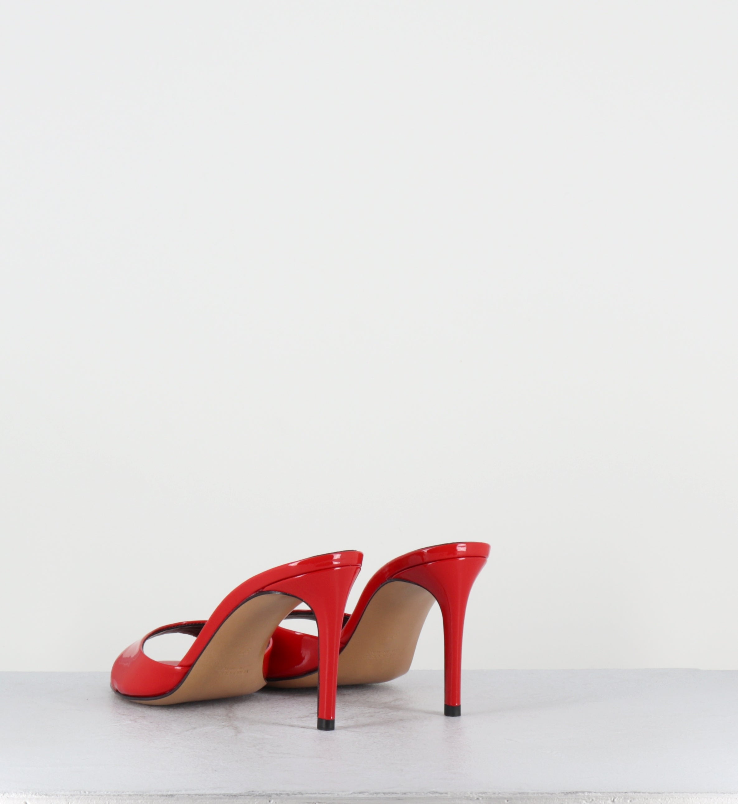 Mules à talon en cuir vernis rouge - MAYLIS VERNICE RED