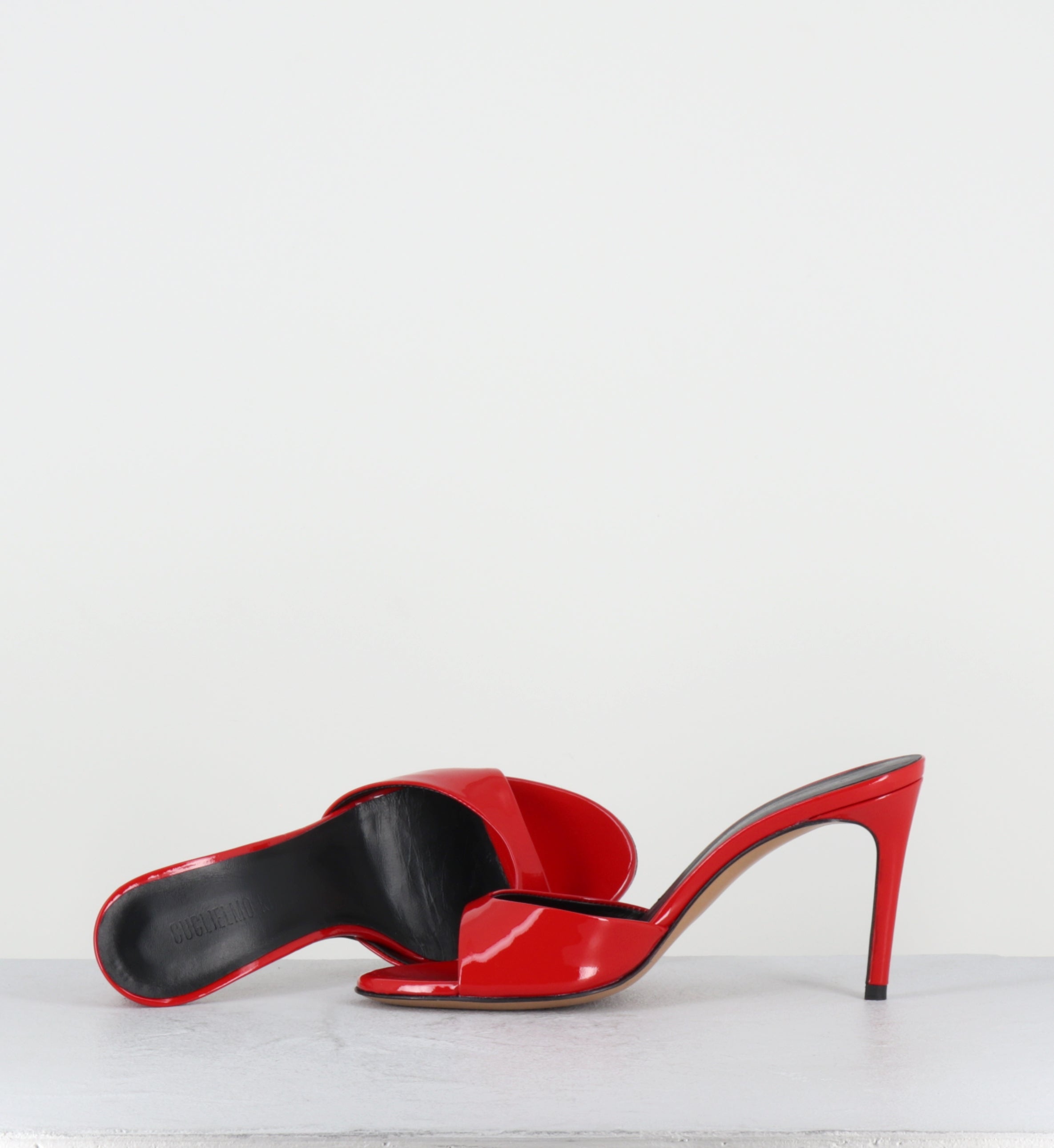 Mules à talon en cuir vernis rouge - MAYLIS VERNICE RED