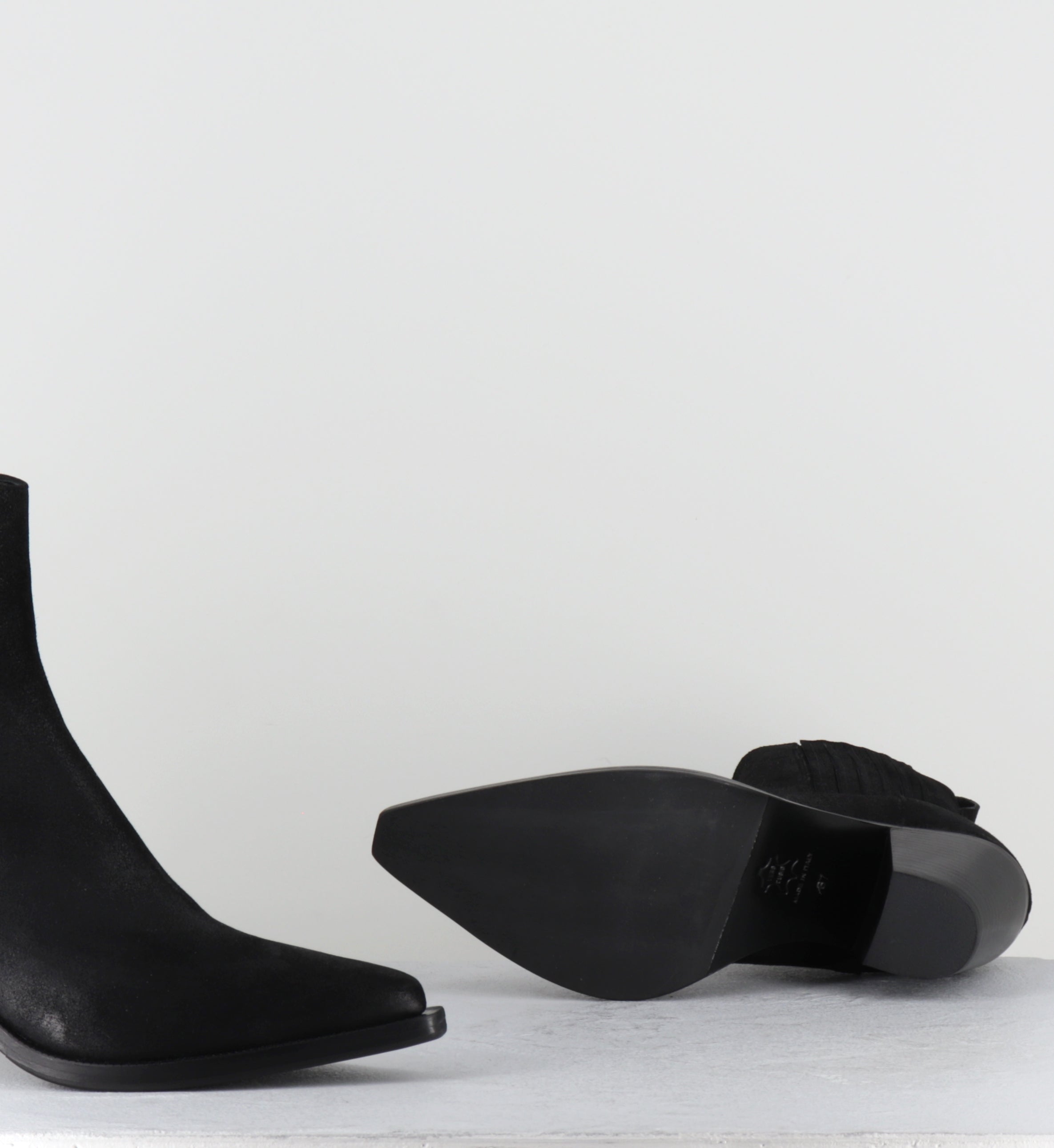 Santiags en daim noir noir - PITT VINTAGE BLACK