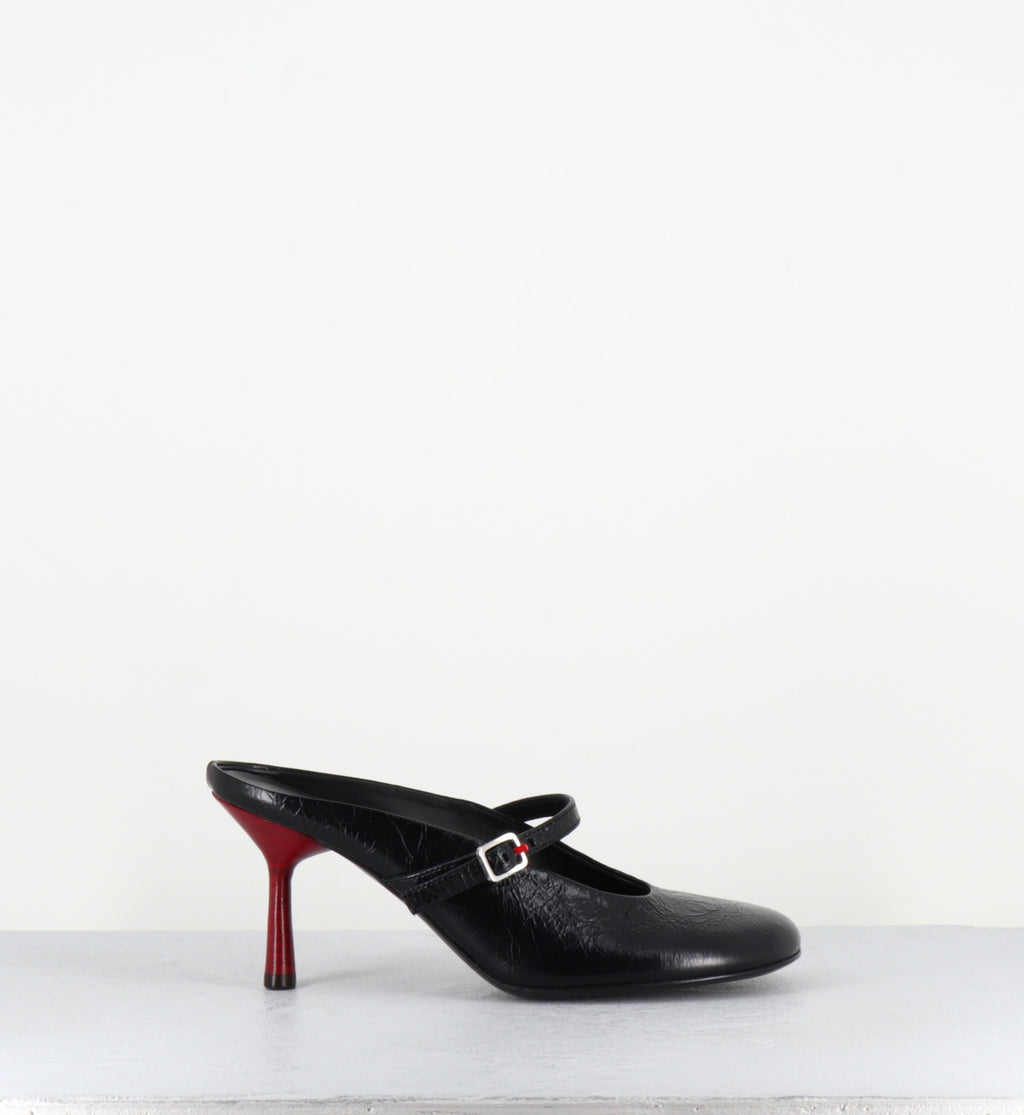 Mules en cuir noir à talon haut - ADEL02 BOMBER NERO