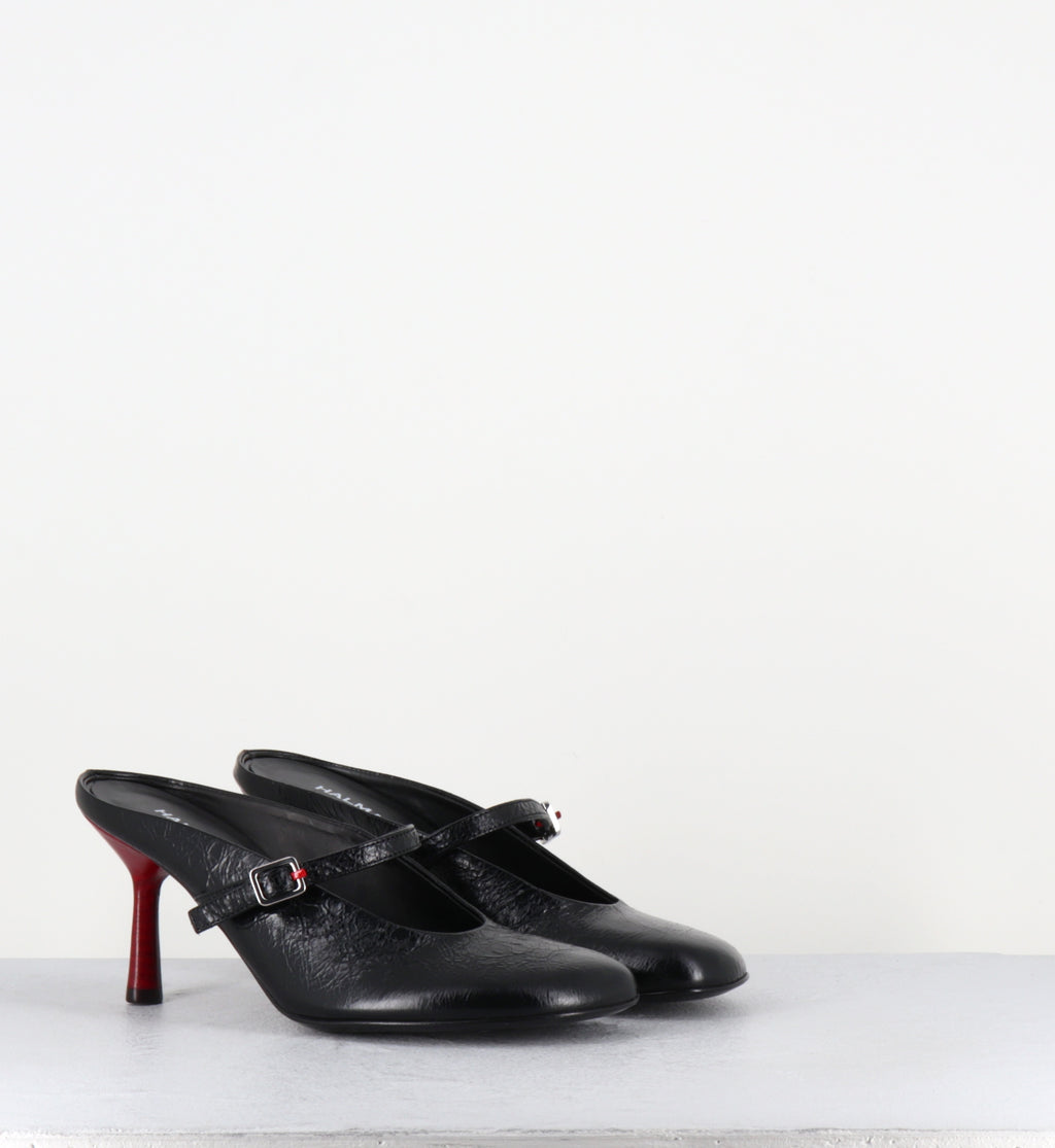 Mules en cuir noir à talon haut - ADEL02 BOMBER NERO