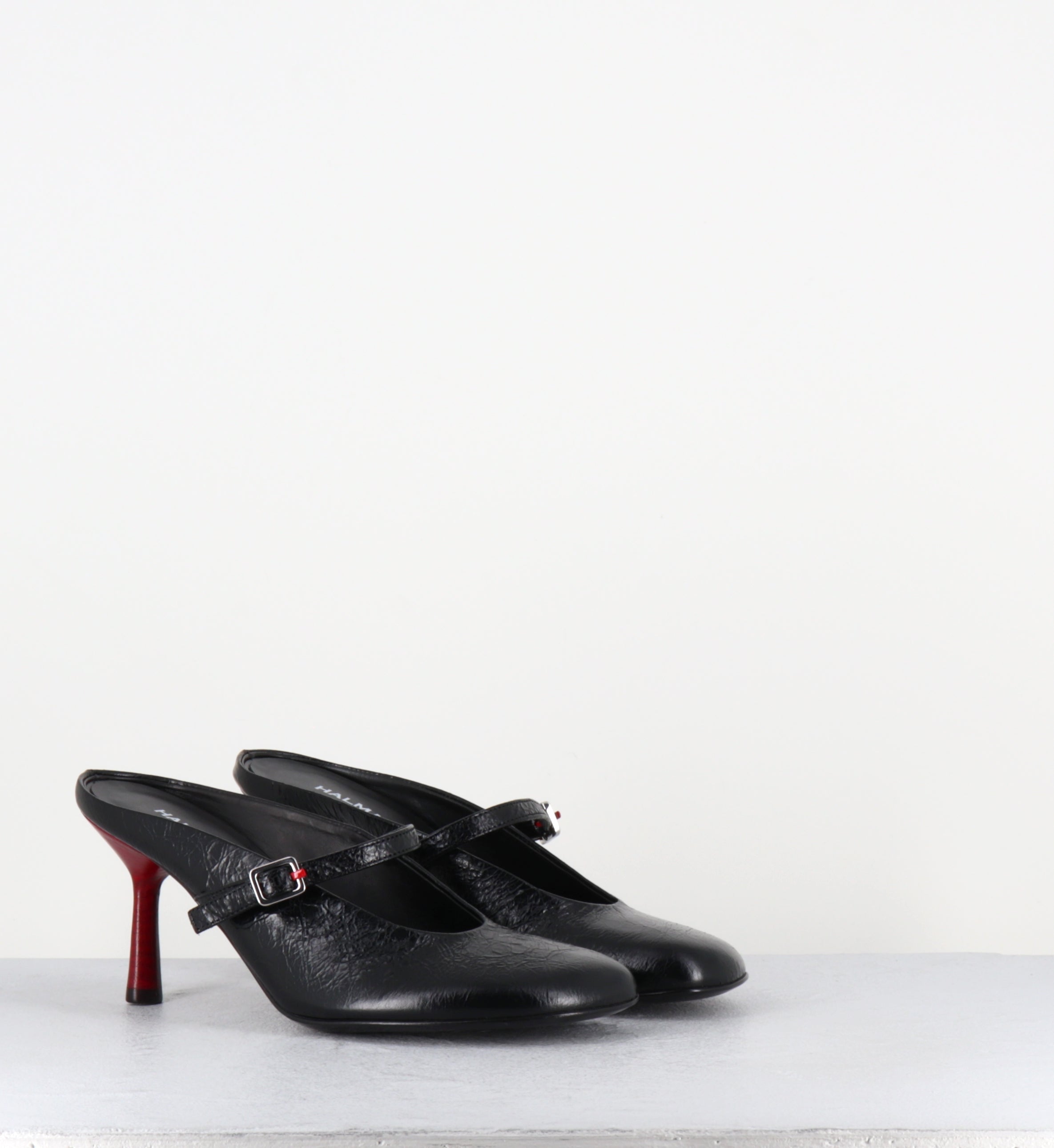 Mules en cuir noir à talon haut - ADEL02 BOMBER NERO