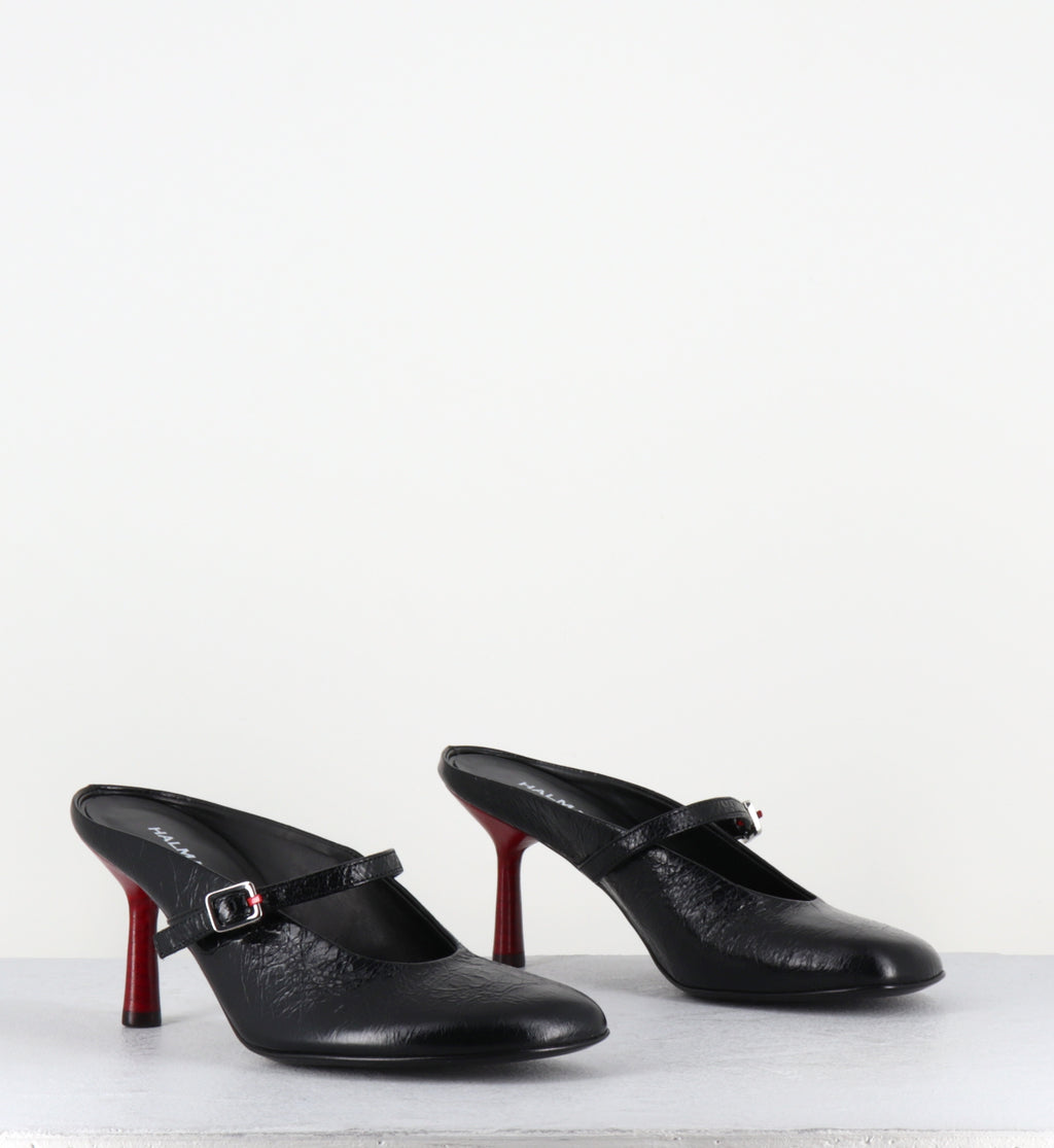 Mules en cuir noir à talon haut - ADEL02 BOMBER NERO