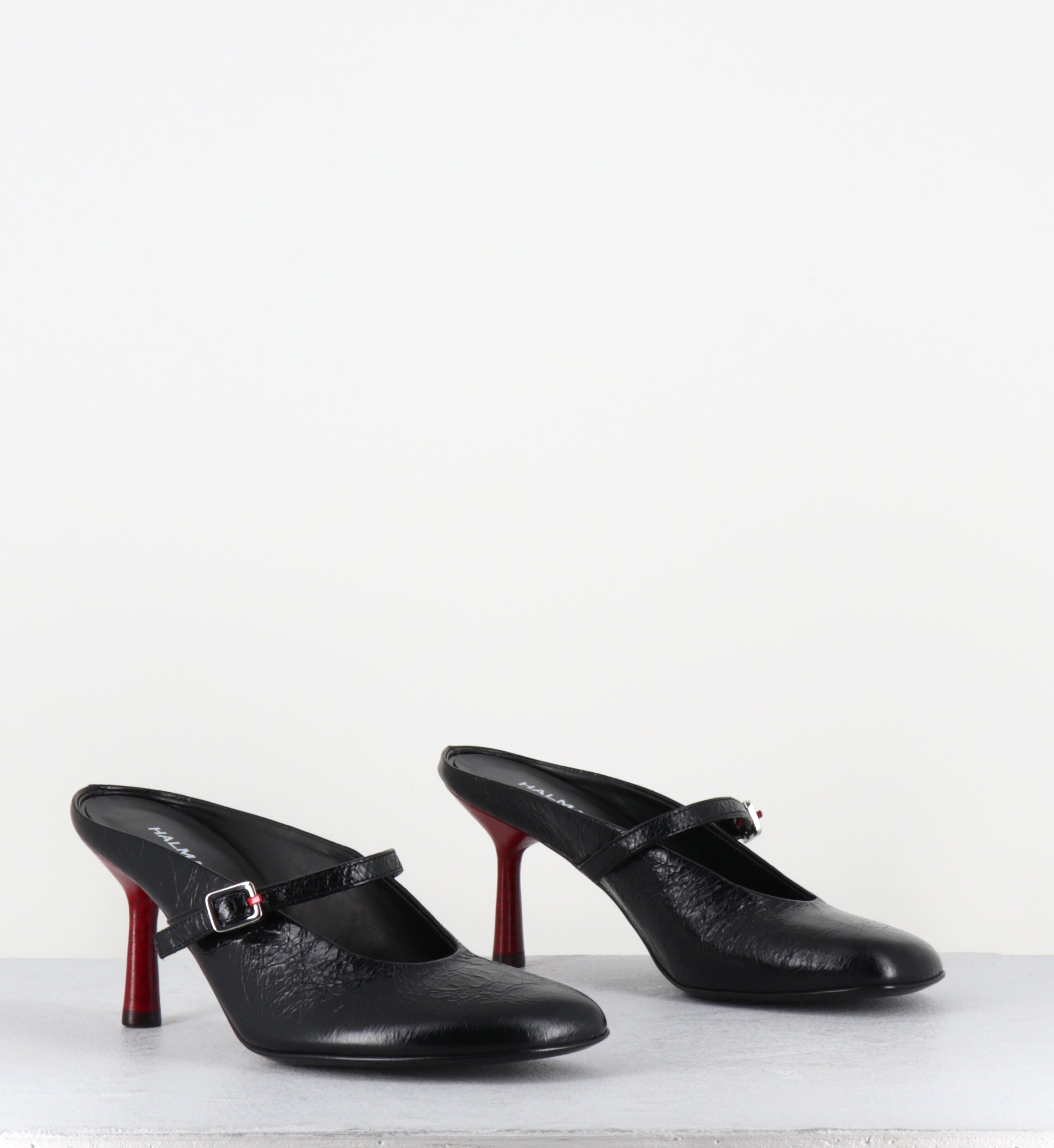 Mules en cuir noir à talon haut - ADEL02 BOMBER NERO