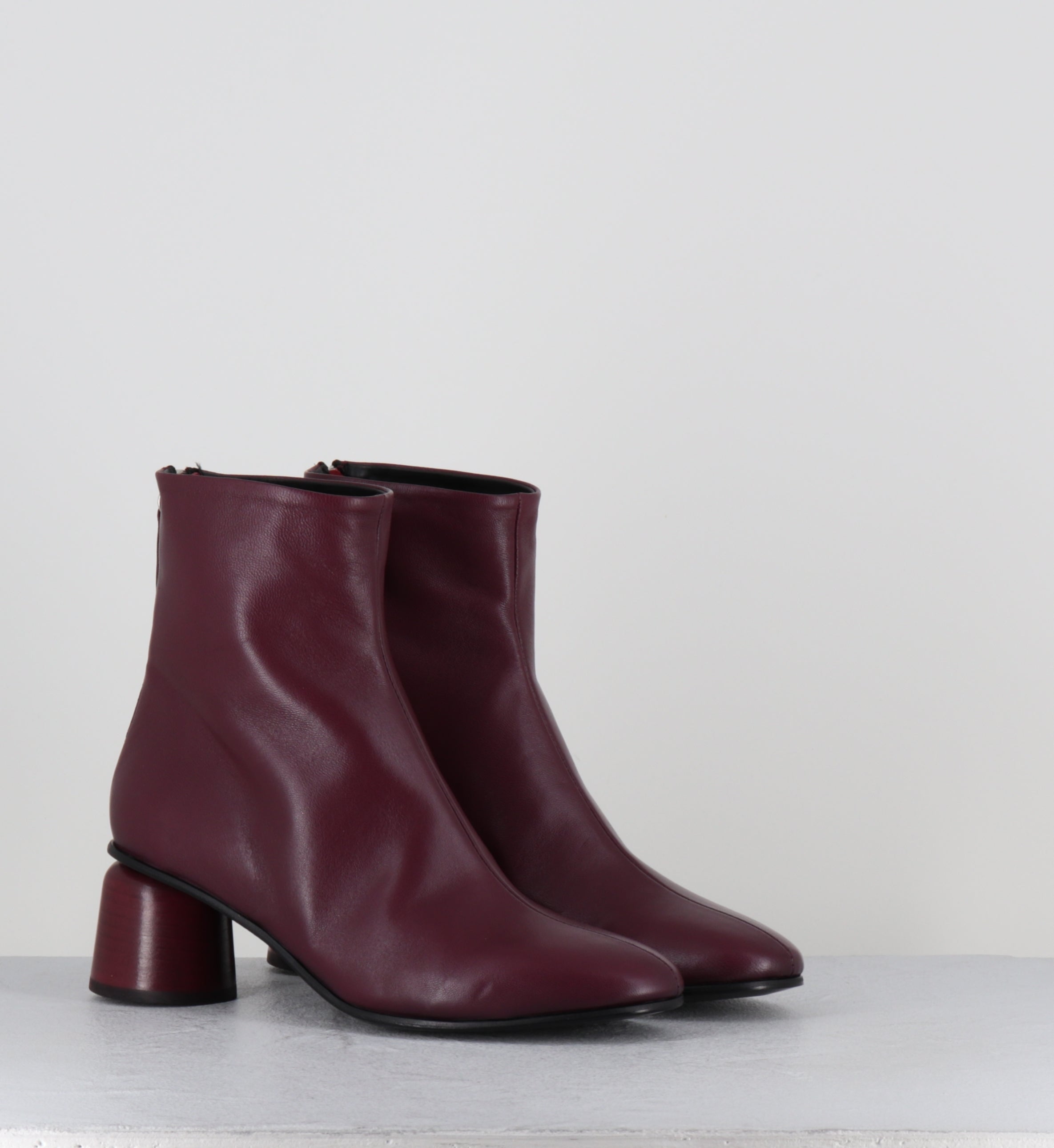 Bottines en cuir prune 60s - ANYA13 BARON BORGOGNA