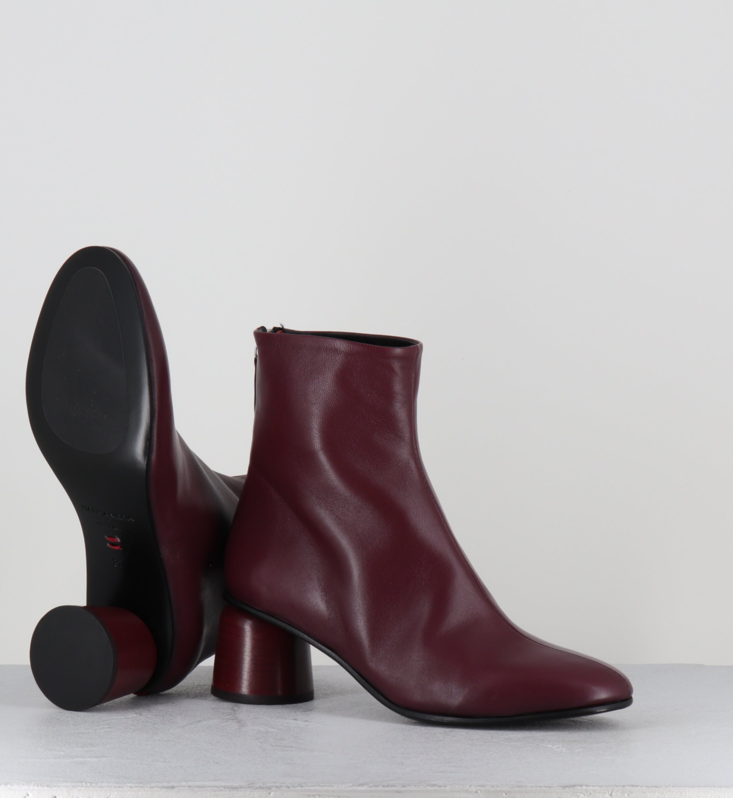 Bottines en cuir prune 60s - ANYA13 BARON BORGOGNA