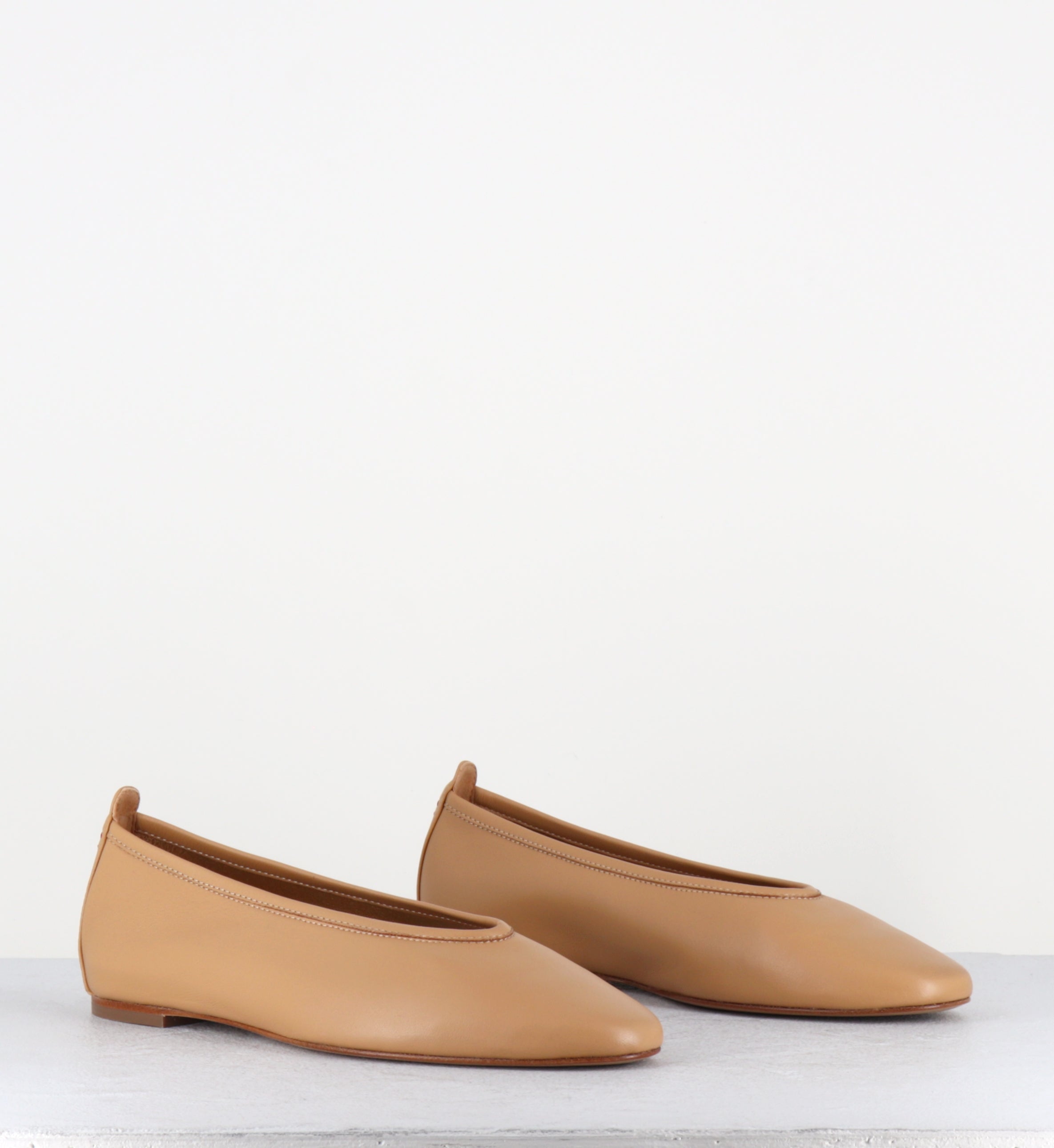 Ballerines en cuir beige souple - DAVE01 DOUBLE CARTIGLIO