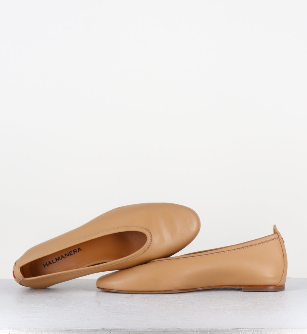 Ballerines en cuir beige souple - DAVE01 DOUBLE CARTIGLIO