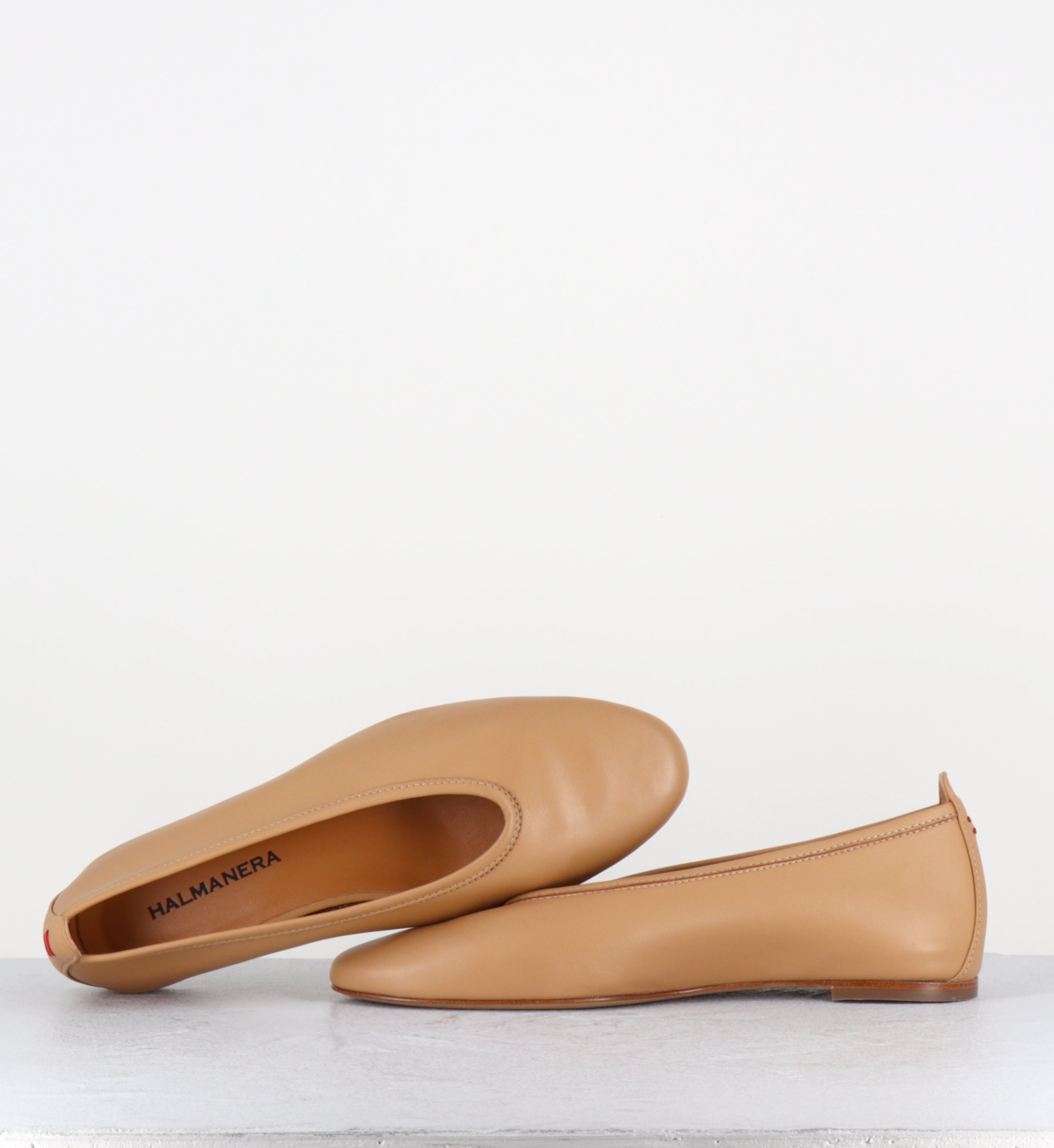 Ballerines en cuir beige souple - DAVE01 DOUBLE CARTIGLIO