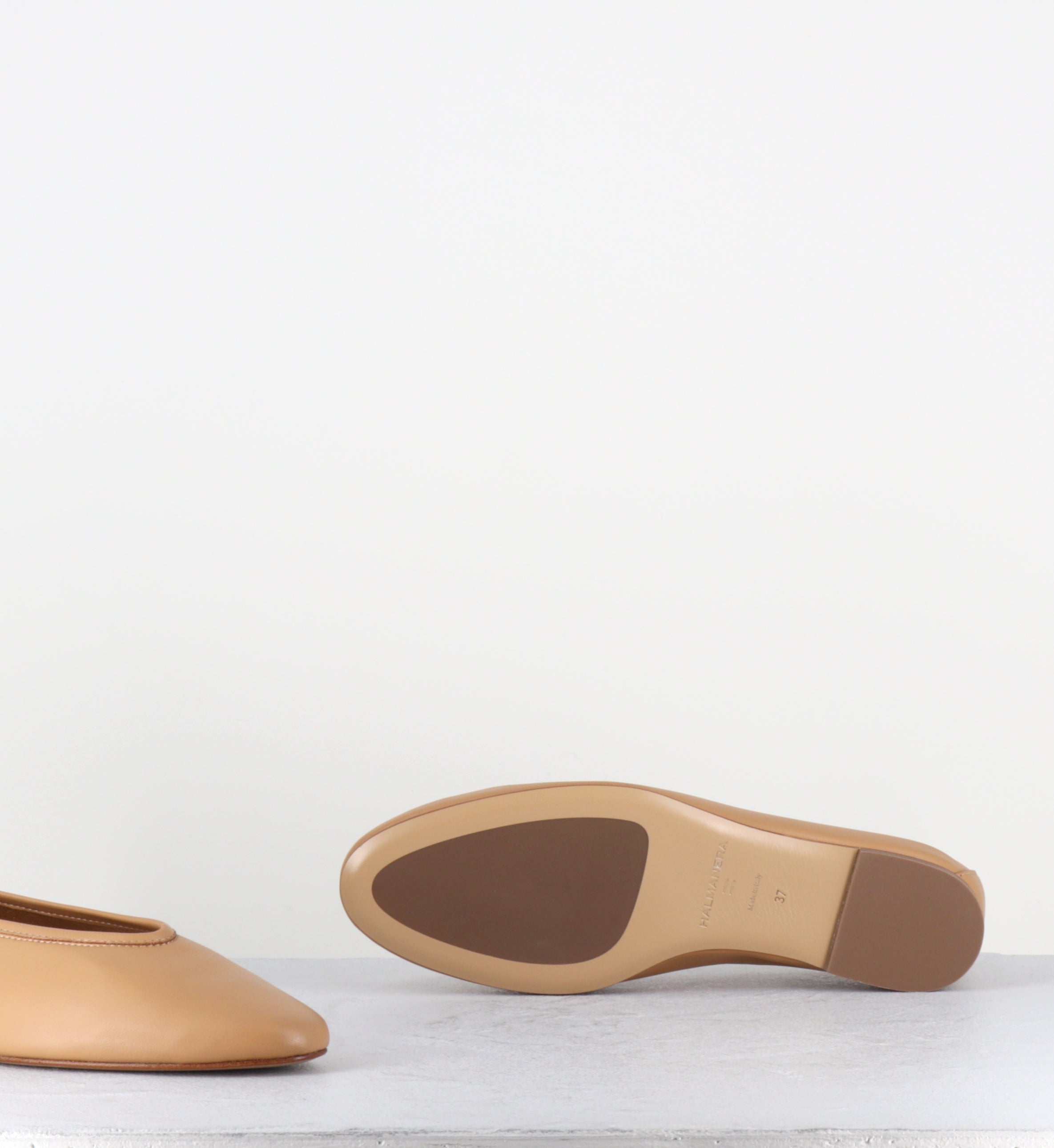 Ballerines en cuir beige souple - DAVE01 DOUBLE CARTIGLIO