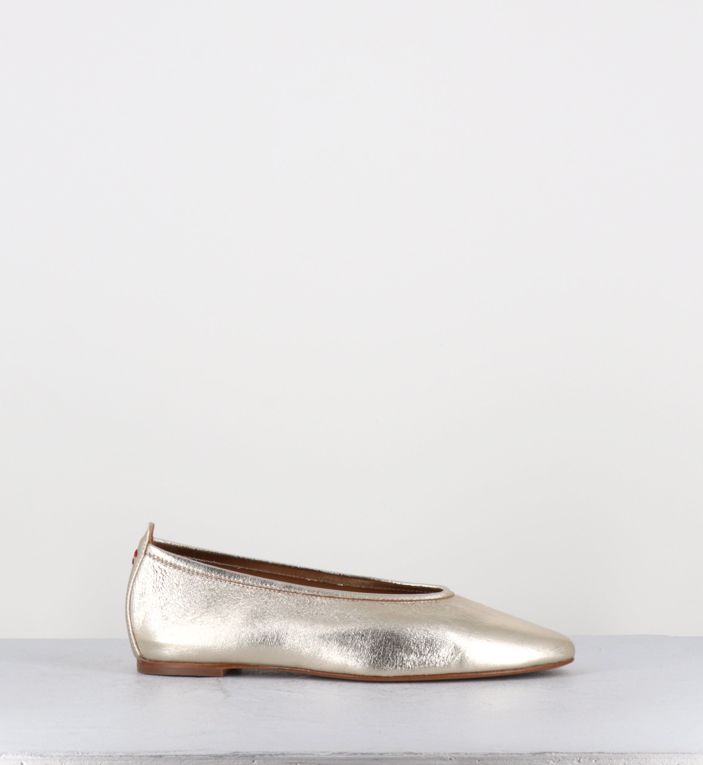 Ballerines en cuir doré souple - DAVE01 DOUBLE PLATINO