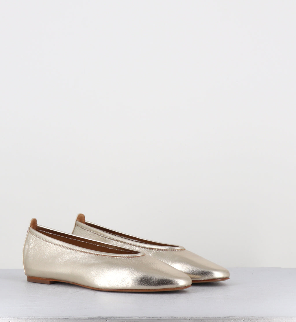 Ballerines en cuir doré souple - DAVE01 DOUBLE PLATINO