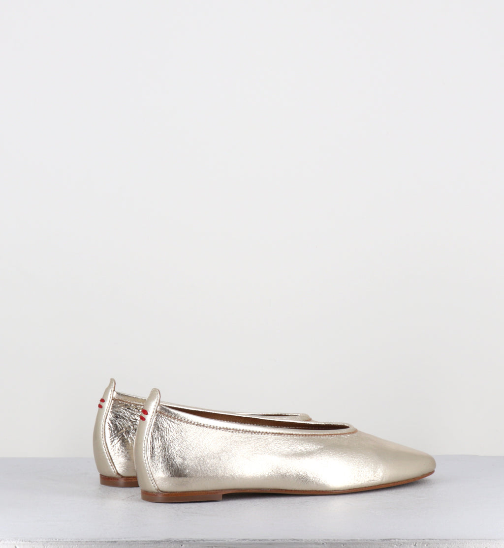 Ballerines en cuir doré souple - DAVE01 DOUBLE PLATINO