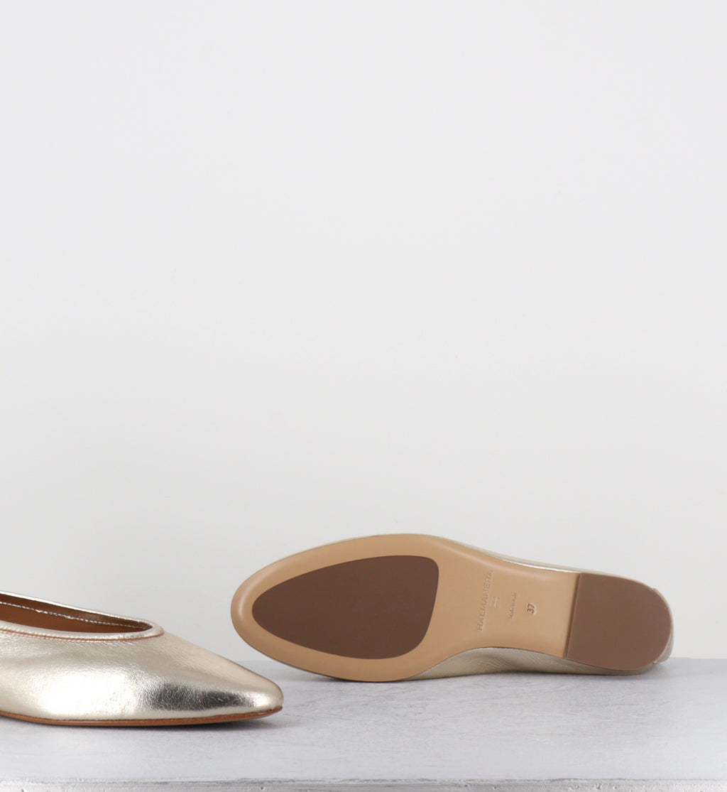 Ballerines en cuir doré souple - DAVE01 DOUBLE PLATINO
