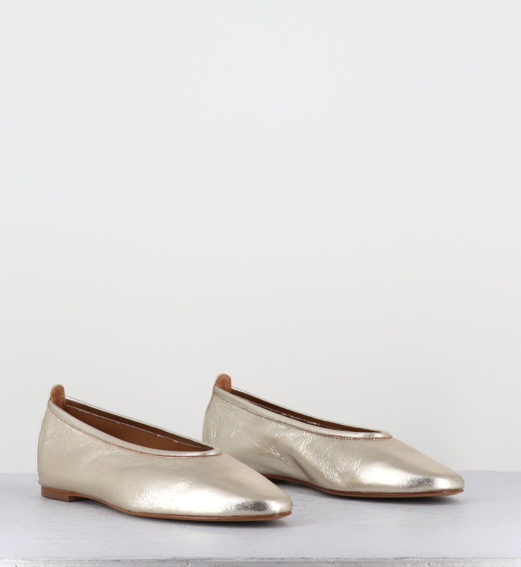 Ballerines en cuir doré souple - DAVE01 DOUBLE PLATINO
