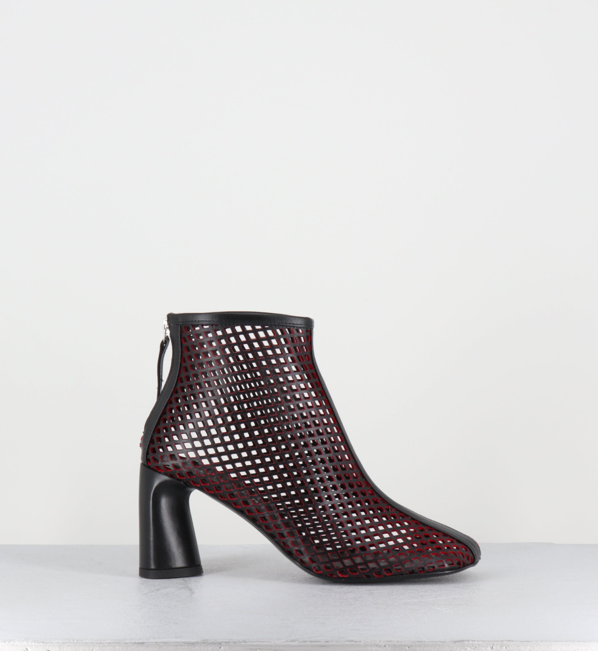 Boots en cuir ajouré noir et rouge - DOTTY06 LASERCUT NERO