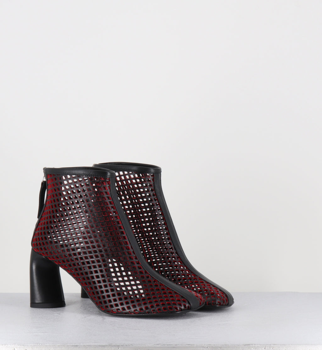Boots en cuir ajouré noir et rouge - DOTTY06 LASERCUT NERO