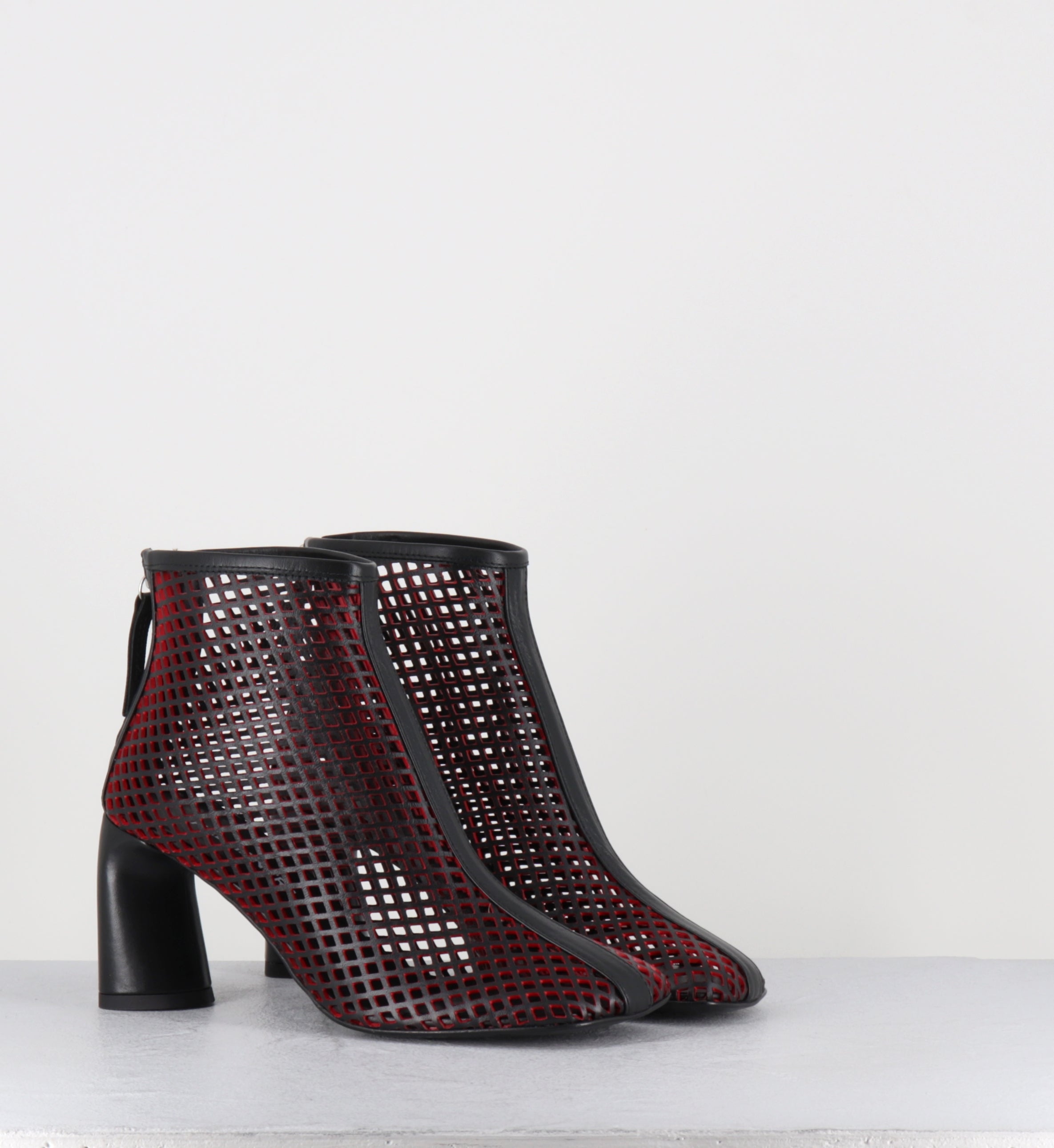 Boots en cuir ajouré noir et rouge - DOTTY06 LASERCUT NERO