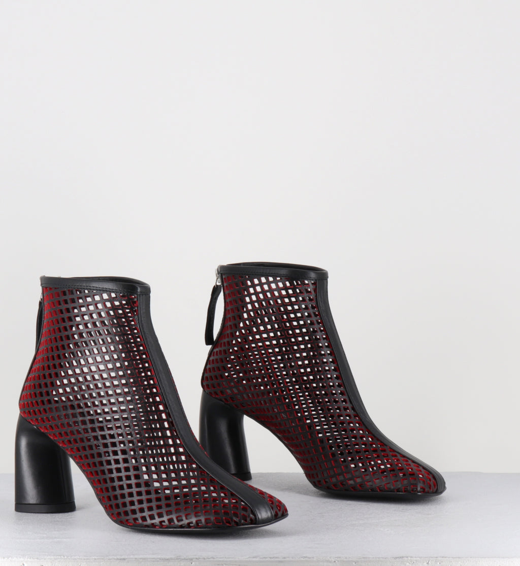 Boots en cuir ajouré noir et rouge - DOTTY06 LASERCUT NERO