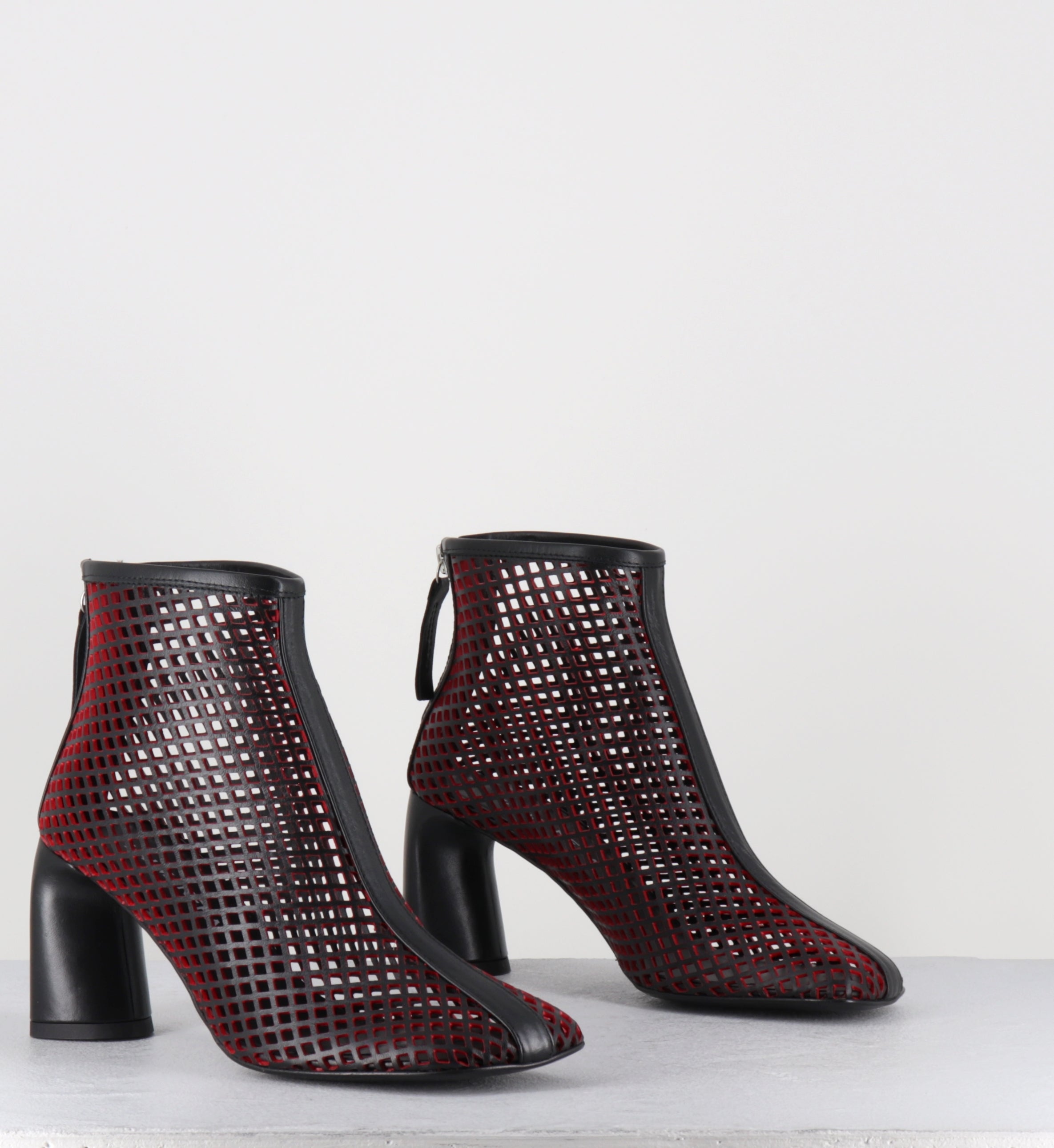 Boots en cuir ajouré noir et rouge - DOTTY06 LASERCUT NERO