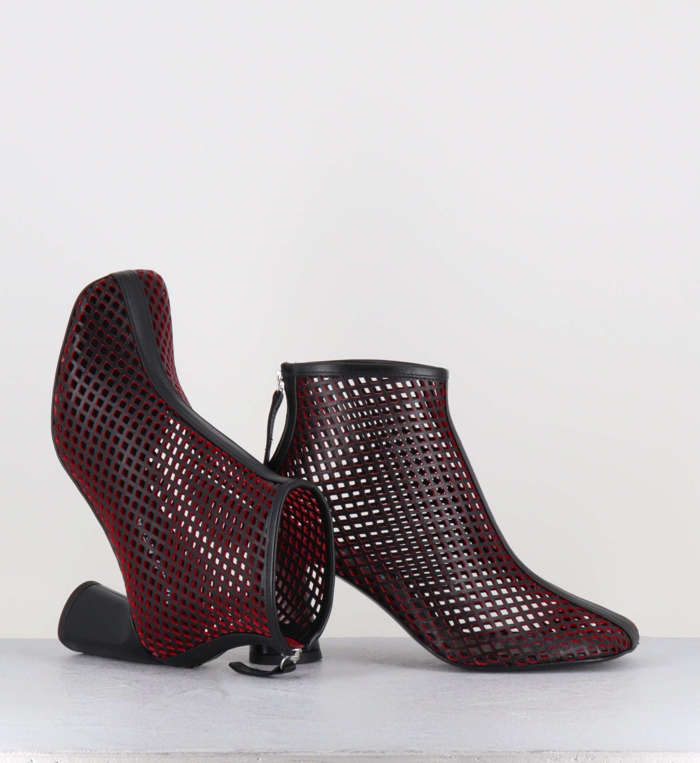 Boots en cuir ajouré noir et rouge - DOTTY06 LASERCUT NERO
