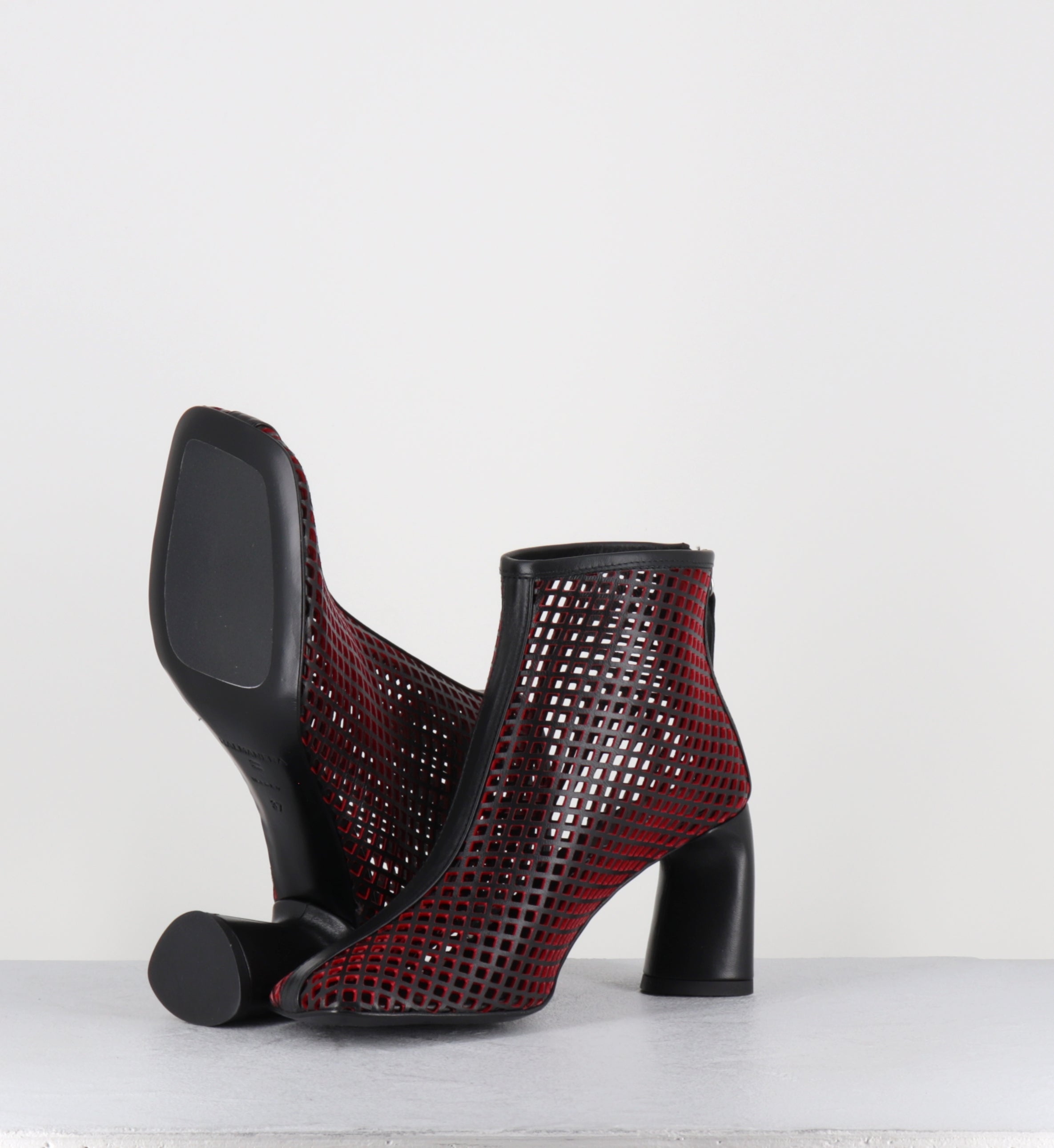 Boots en cuir ajouré noir et rouge - DOTTY06 LASERCUT NERO