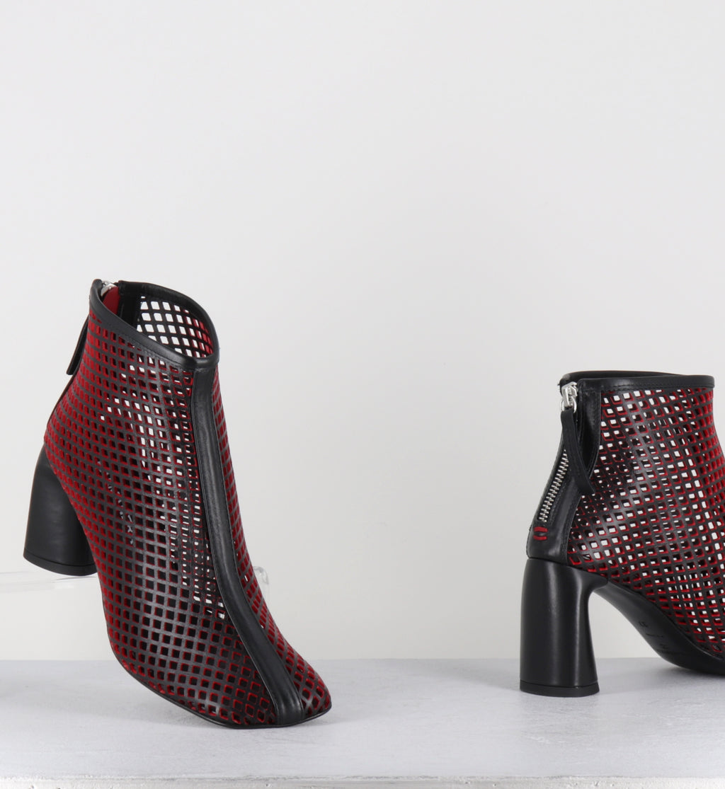 Boots en cuir ajouré noir et rouge - DOTTY06 LASERCUT NERO