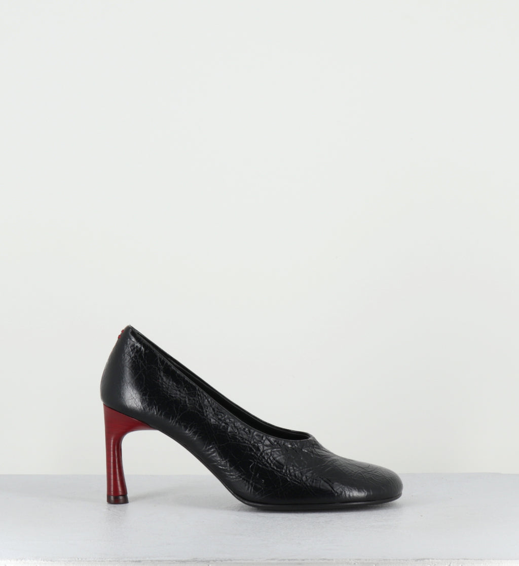 Escarpins en cuir noir talon rouge - LORI04 BOMBER NERO