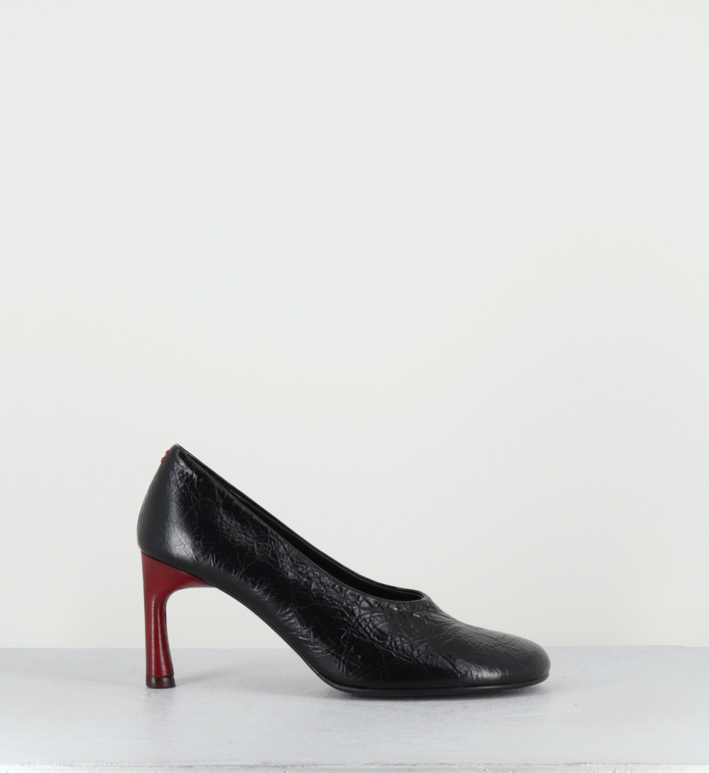 Escarpins en cuir noir talon rouge - LORI04 BOMBER NERO