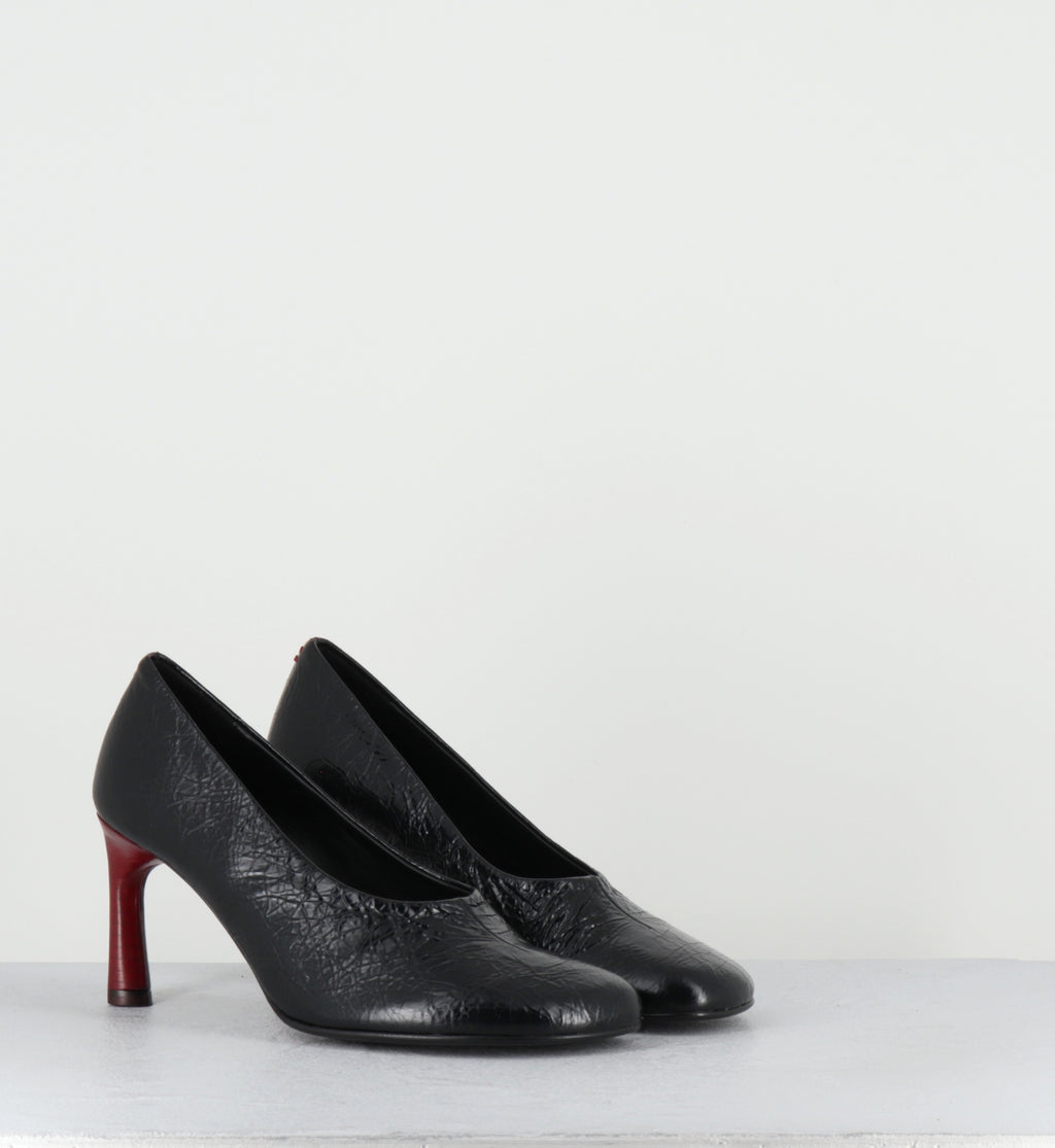 Escarpins en cuir noir talon rouge - LORI04 BOMBER NERO