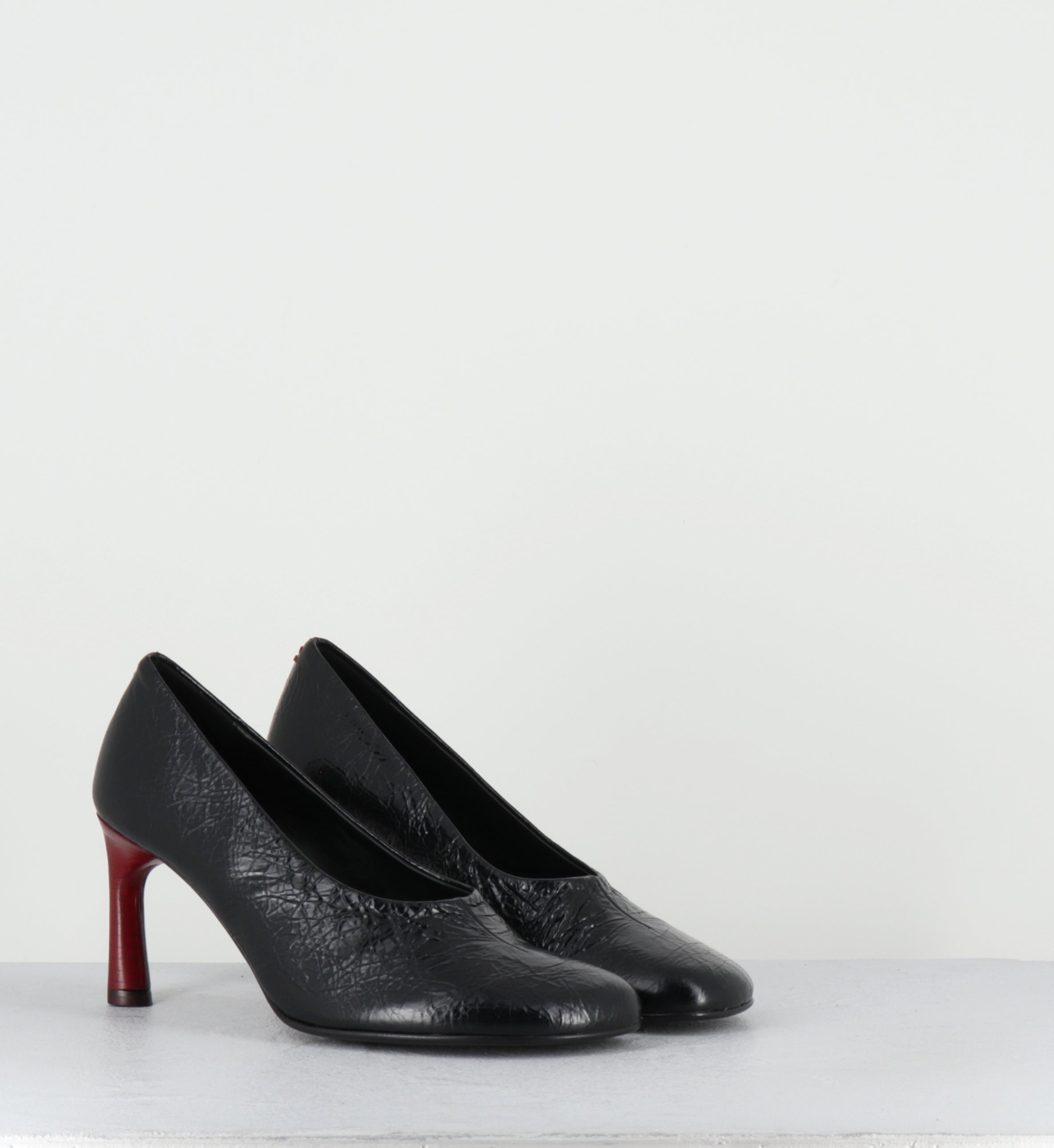 Escarpins en cuir noir talon rouge - LORI04 BOMBER NERO