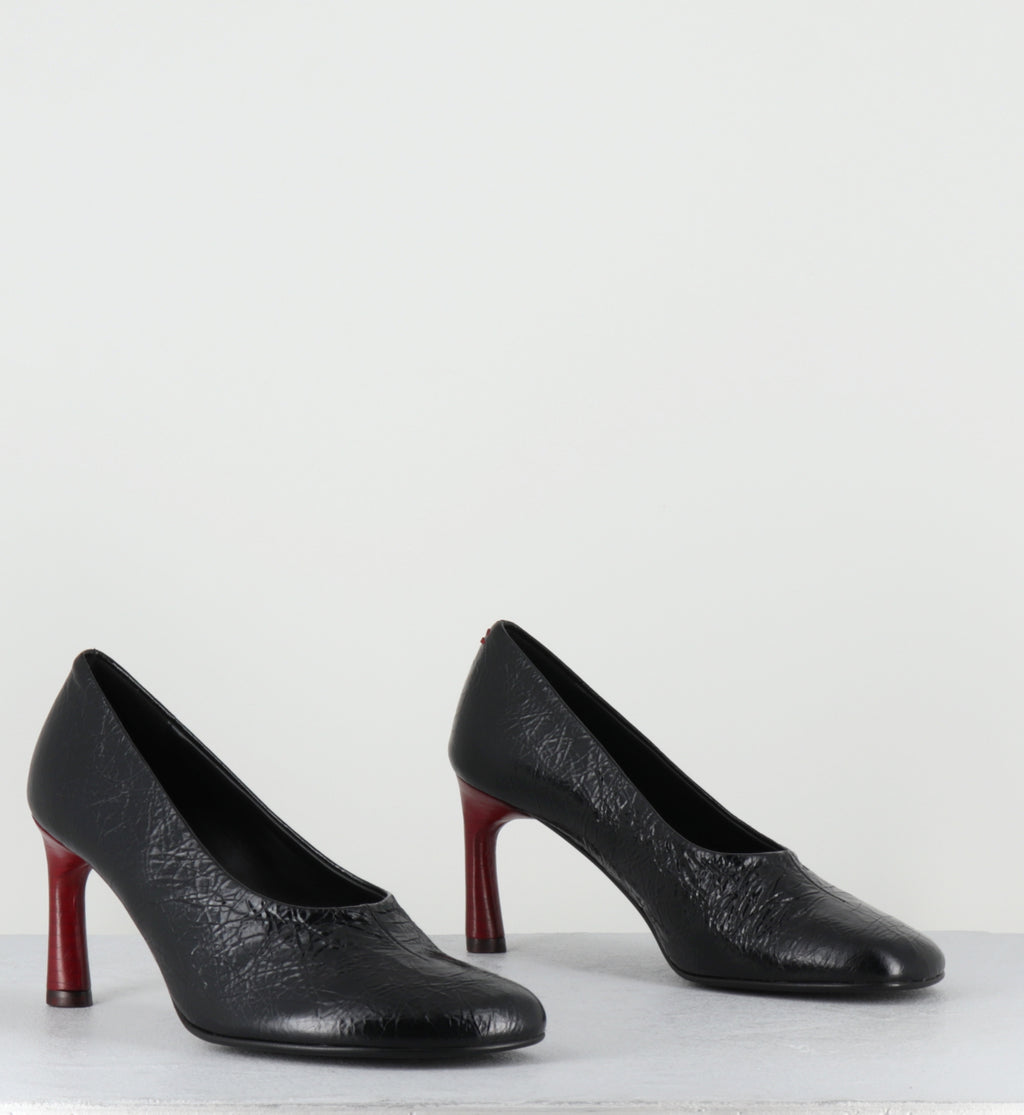 Escarpins en cuir noir talon rouge - LORI04 BOMBER NERO