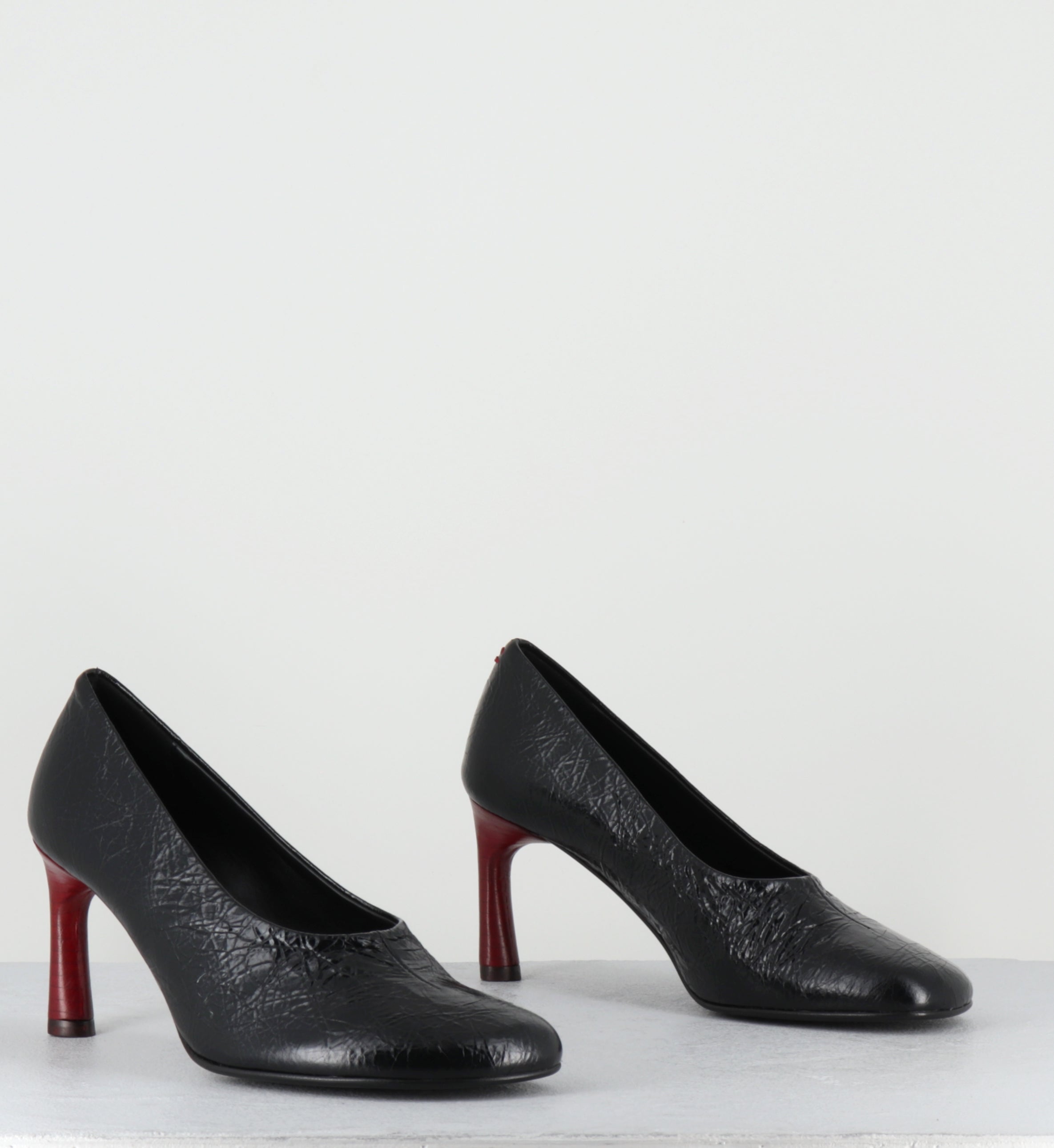 Escarpins en cuir noir talon rouge - LORI04 BOMBER NERO