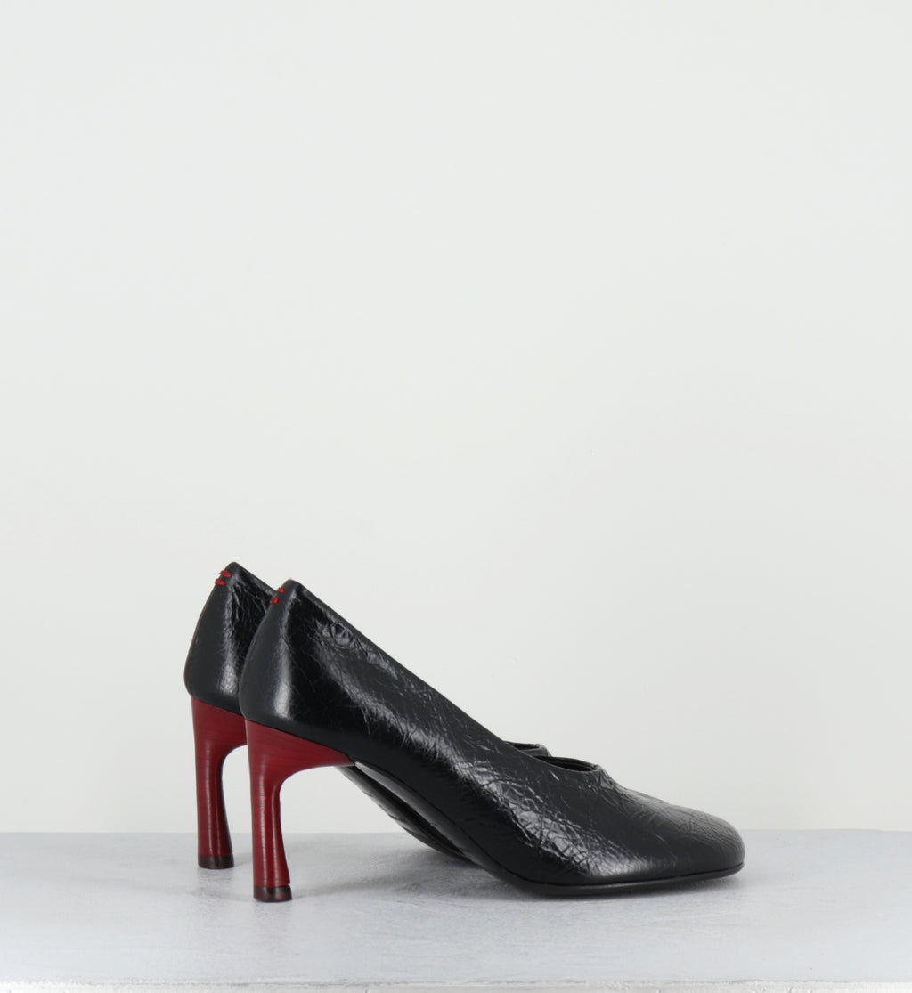 Escarpins en cuir noir talon rouge - LORI04 BOMBER NERO