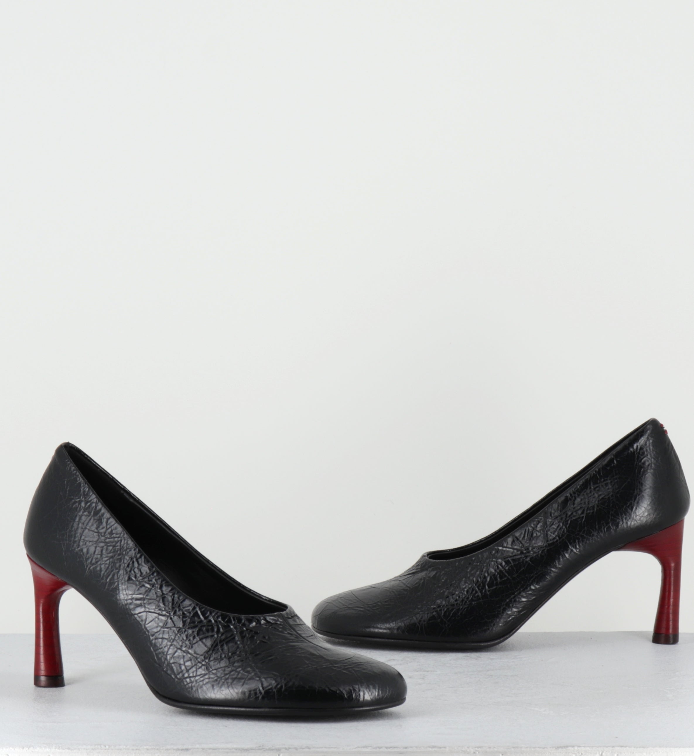 Escarpins en cuir noir talon rouge - LORI04 BOMBER NERO