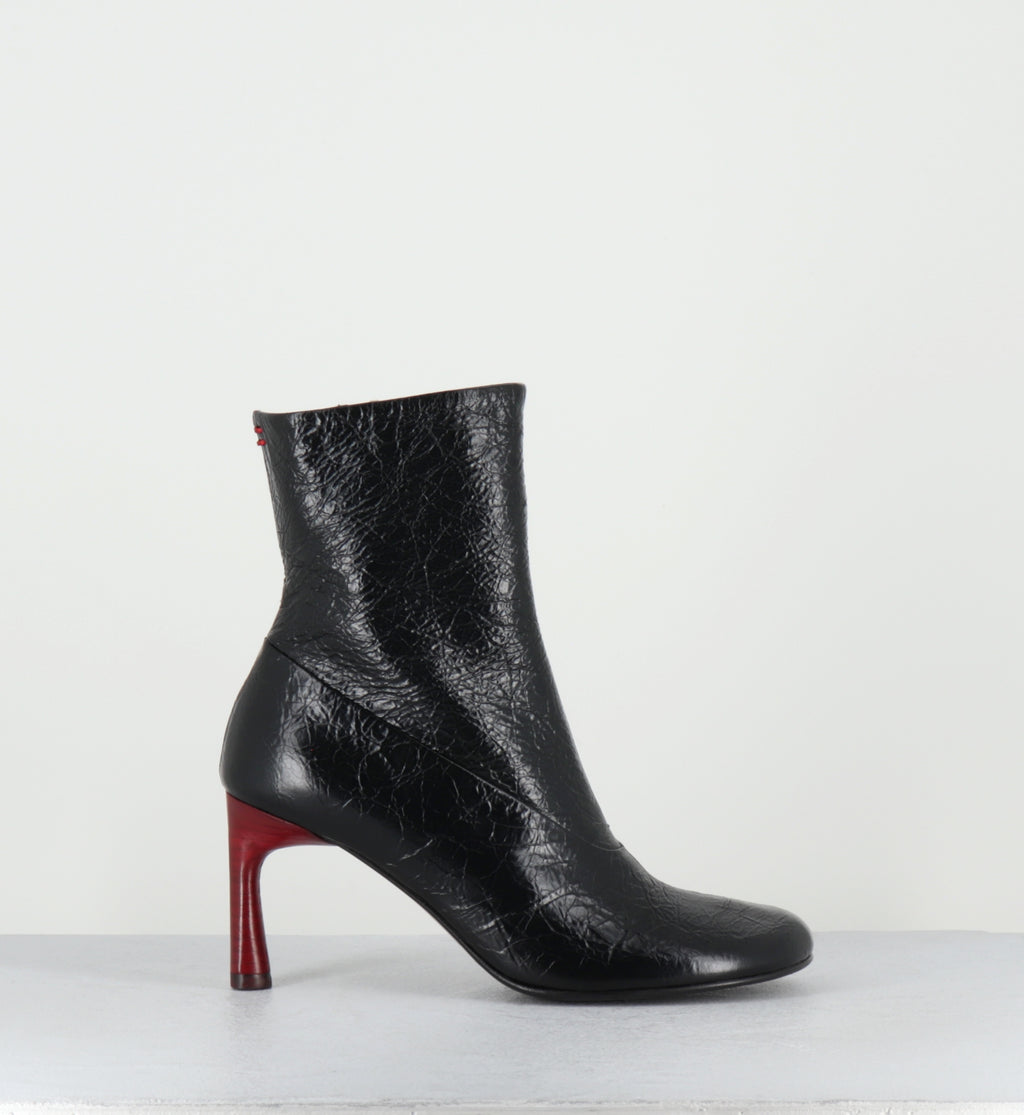 Boots en cuir noir talon rouge - LORI15 BOMBER NERO