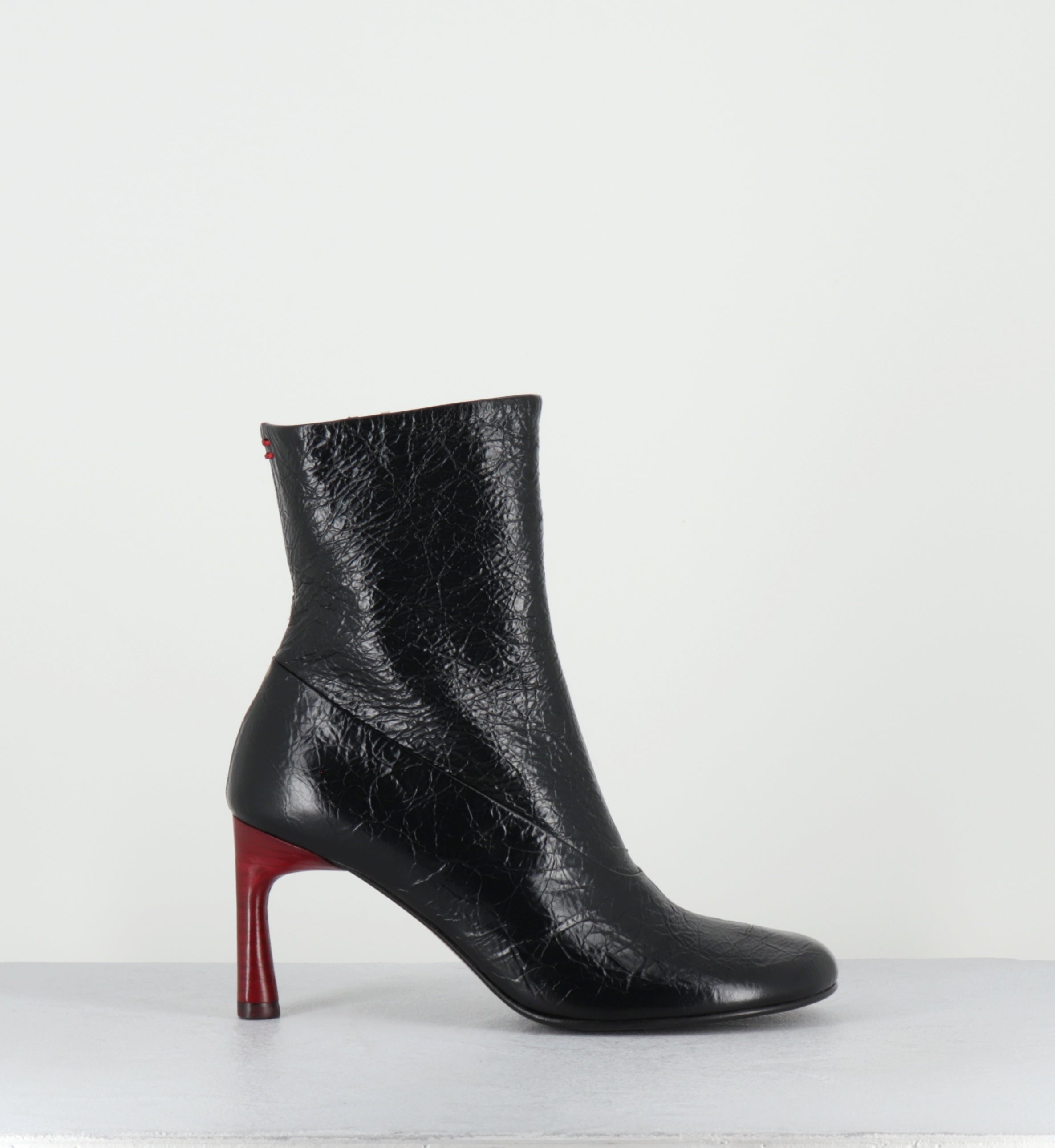 Boots en cuir noir talon rouge - LORI15 BOMBER NERO