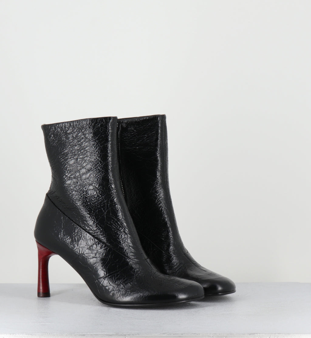 Boots en cuir noir talon rouge - LORI15 BOMBER NERO