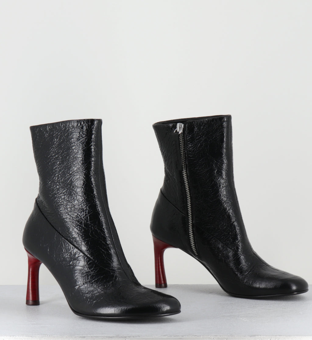 Boots en cuir noir talon rouge - LORI15 BOMBER NERO