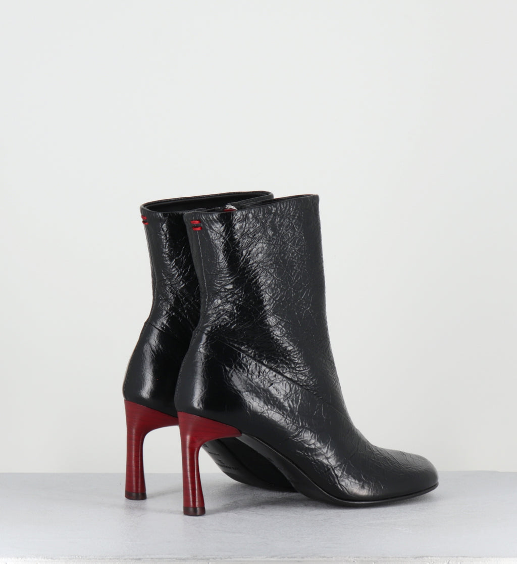 Boots en cuir noir talon rouge - LORI15 BOMBER NERO