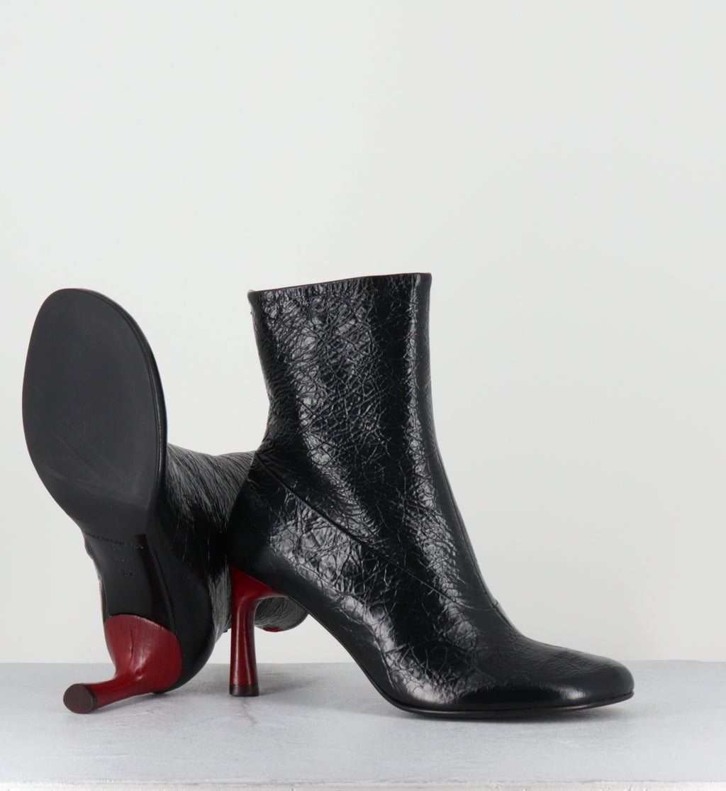Boots en cuir noir talon rouge - LORI15 BOMBER NERO