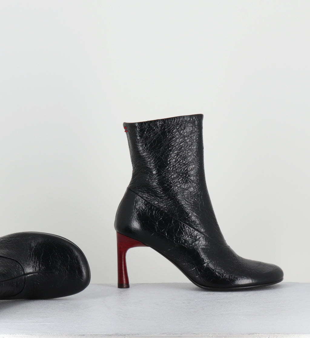 Boots en cuir noir talon rouge - LORI15 BOMBER NERO