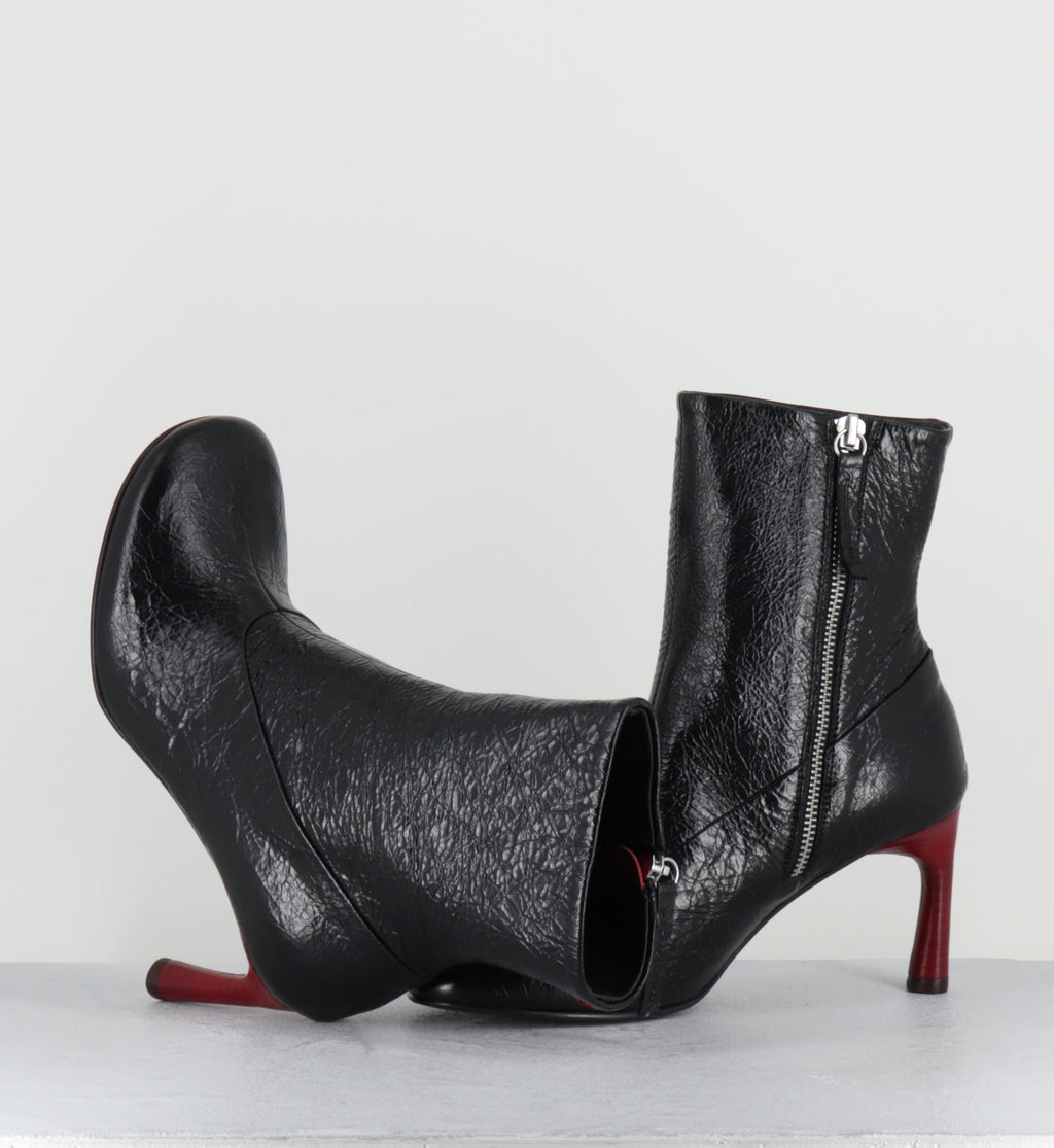 Boots en cuir noir talon rouge - LORI15 BOMBER NERO