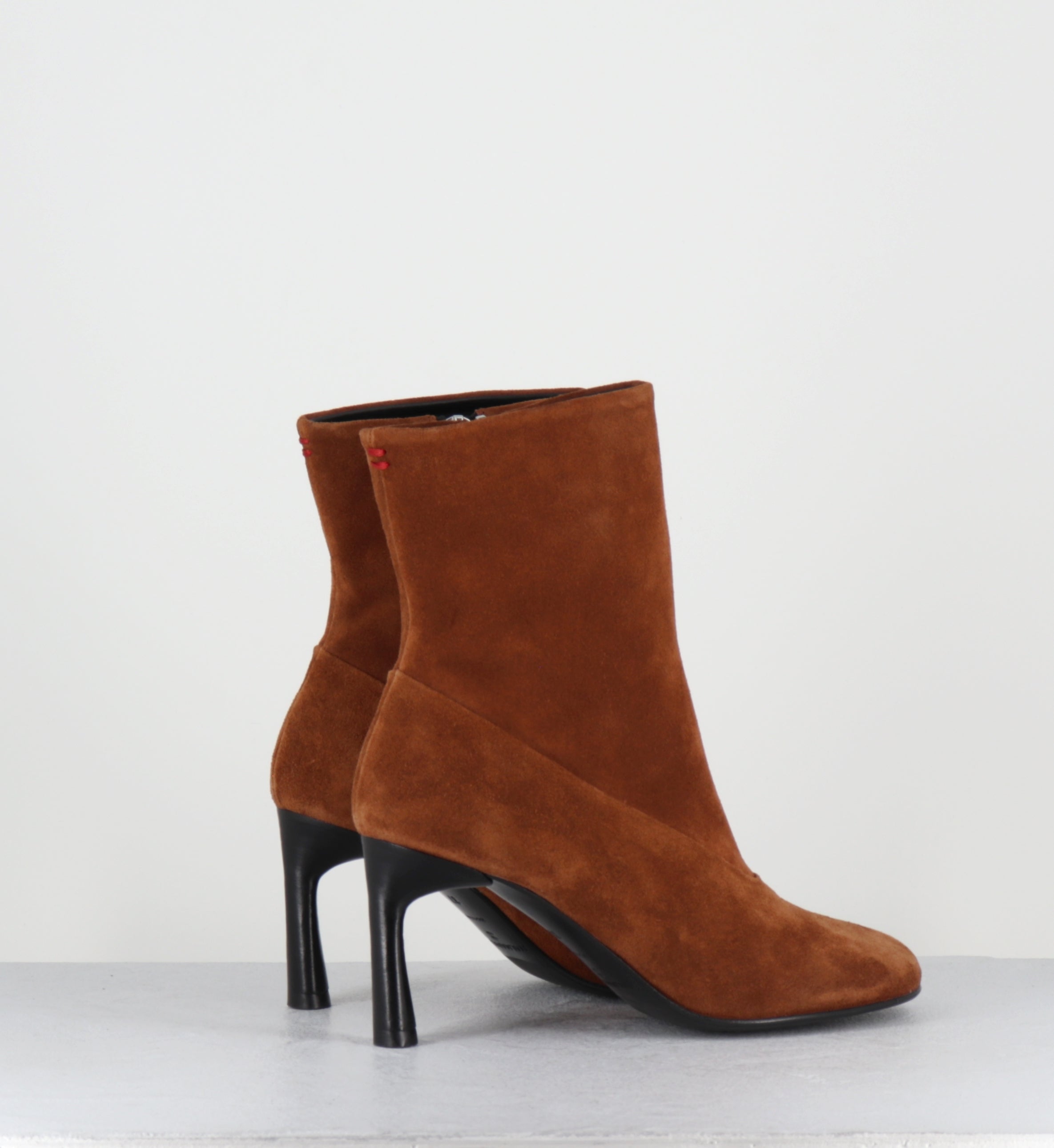Bottines à talon en daim camel - LORI15 VELOUR TABAC