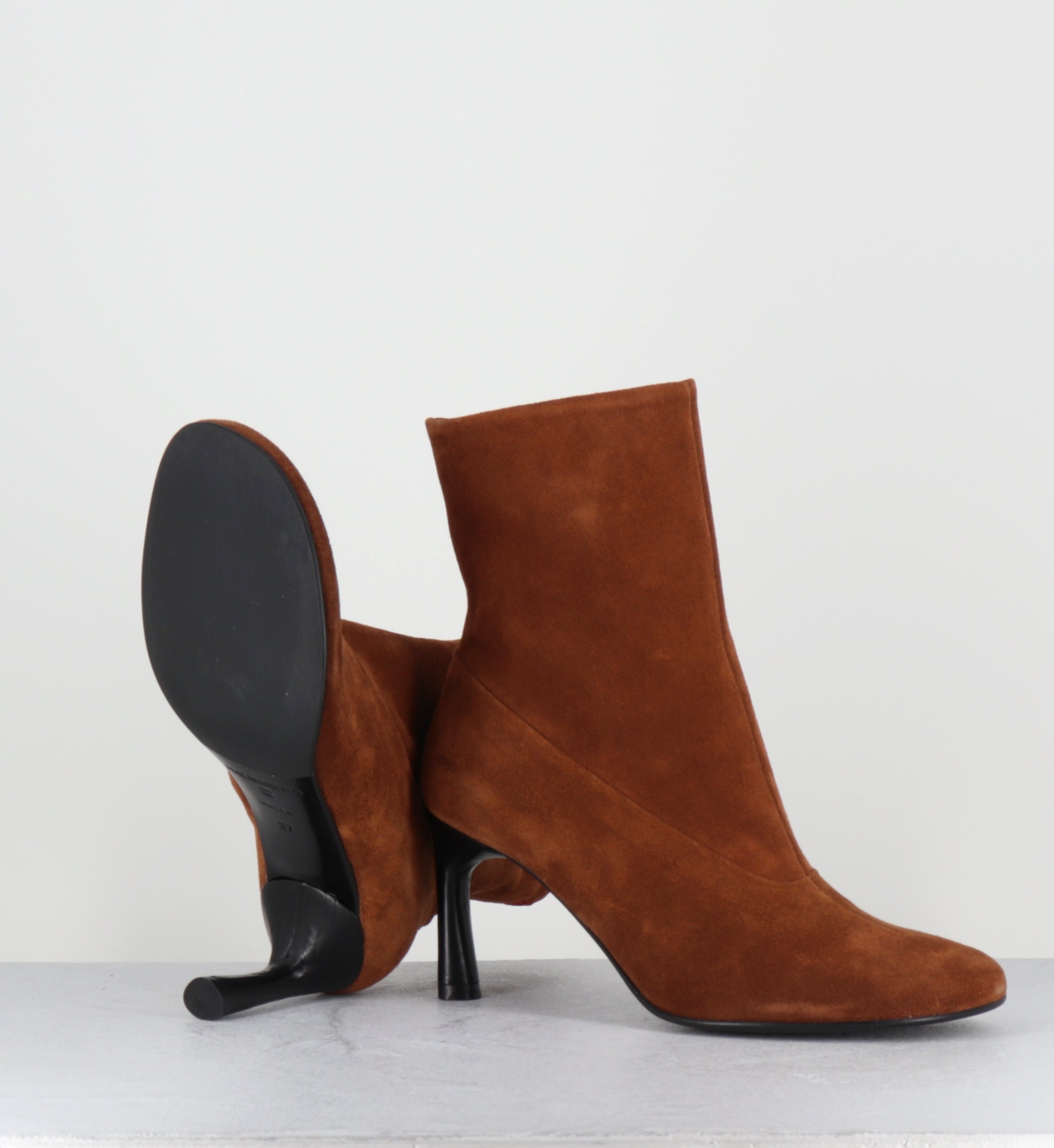 Bottines à talon en daim camel - LORI15 VELOUR TABAC