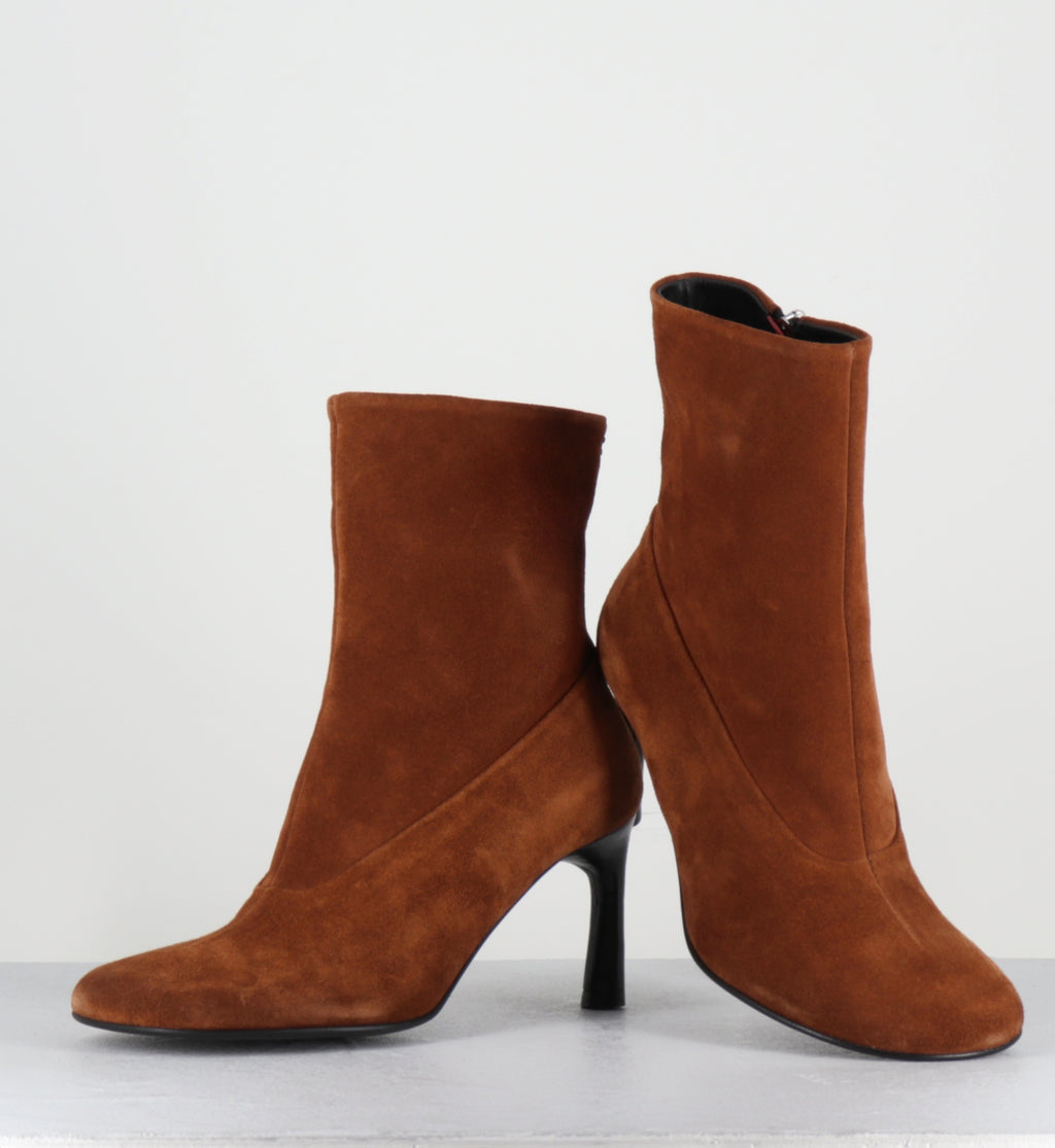 Bottines à talon en daim camel - LORI15 VELOUR TABAC