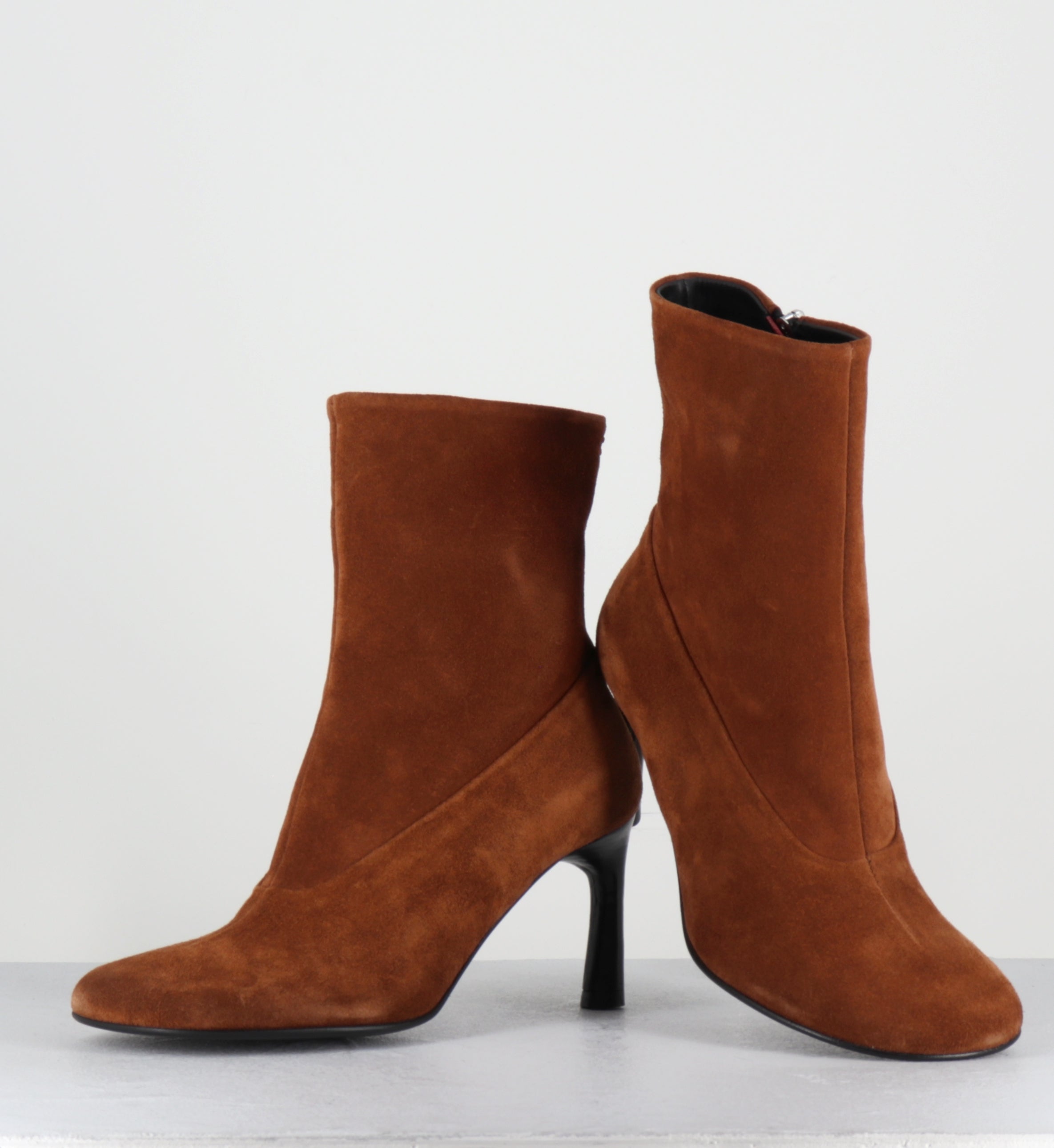 Bottines à talon en daim camel - LORI15 VELOUR TABAC