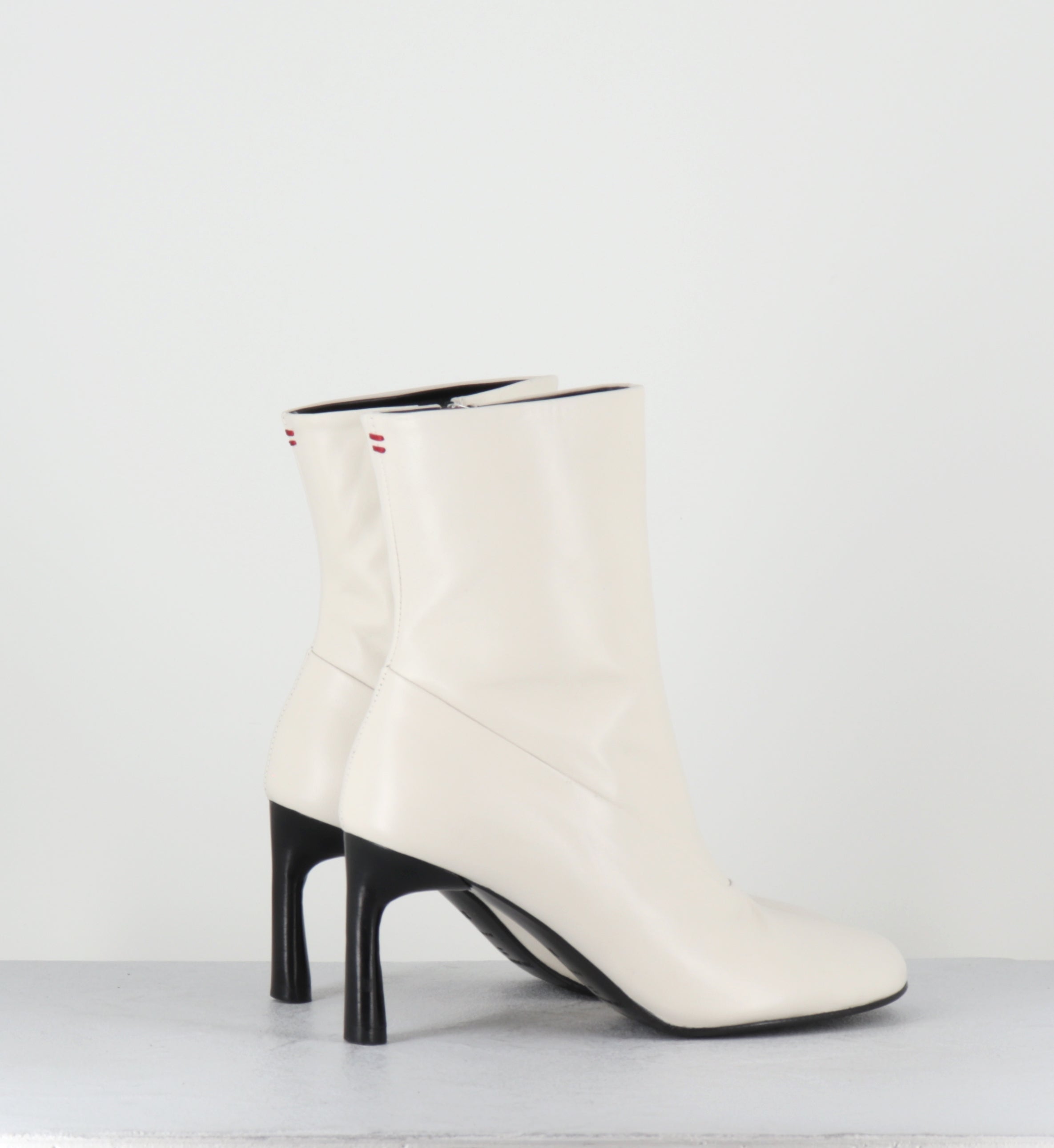 Boots en cuir blanc à talon - LORI15 BARON LATTE