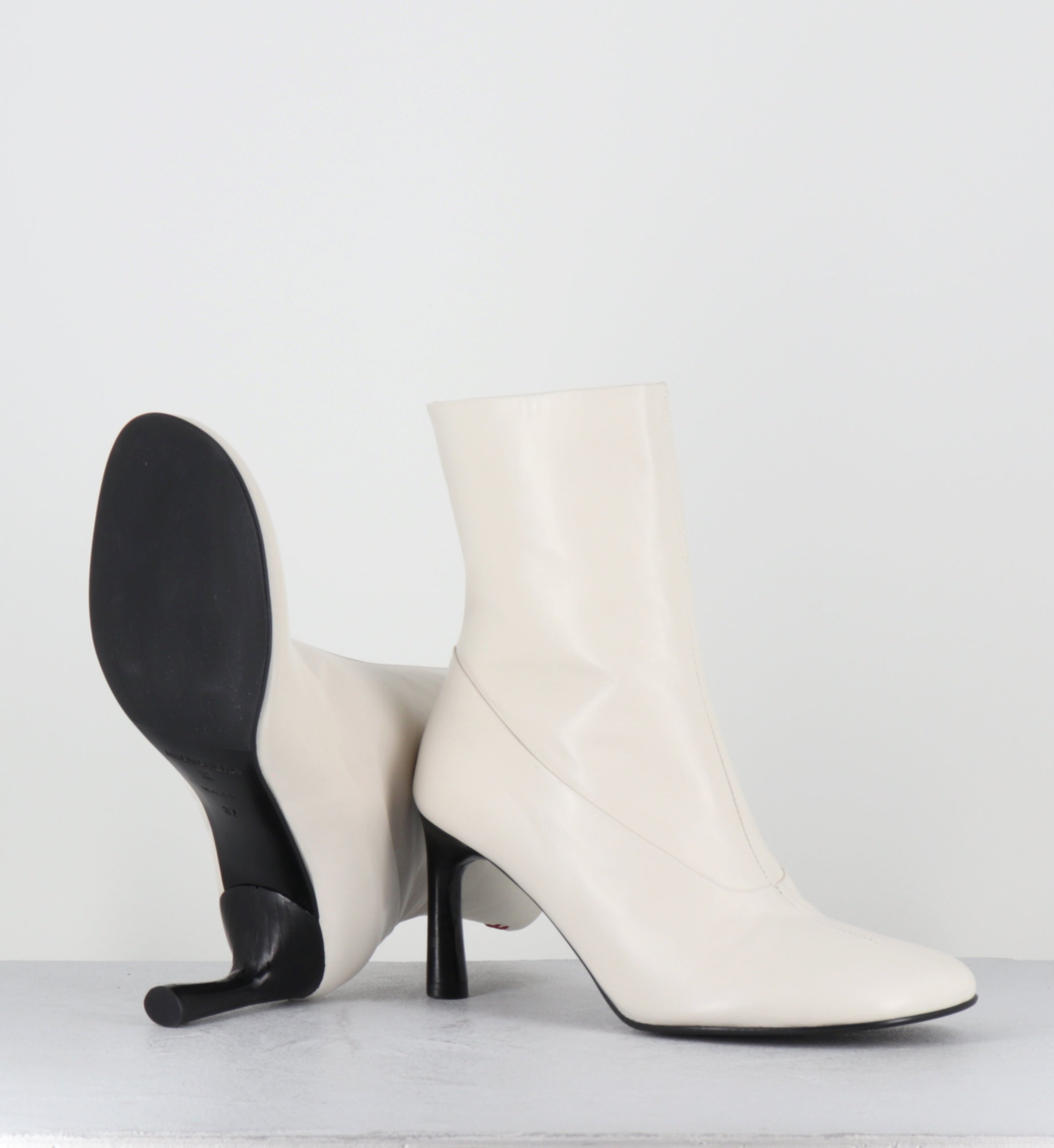 Boots en cuir blanc à talon - LORI15 BARON LATTE
