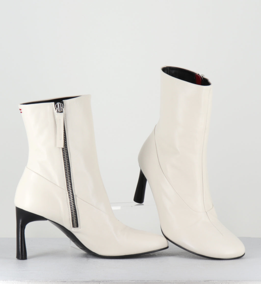 Boots en cuir blanc à talon - LORI15 BARON LATTE